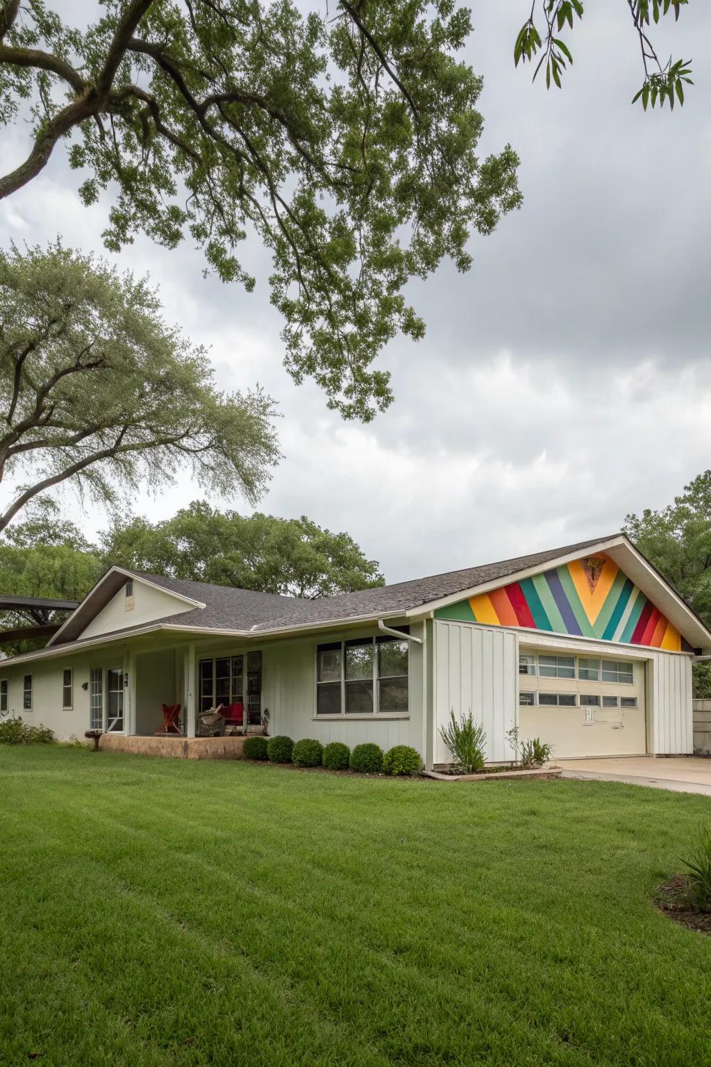 A colorful soffit adds personality and unexpected flair.