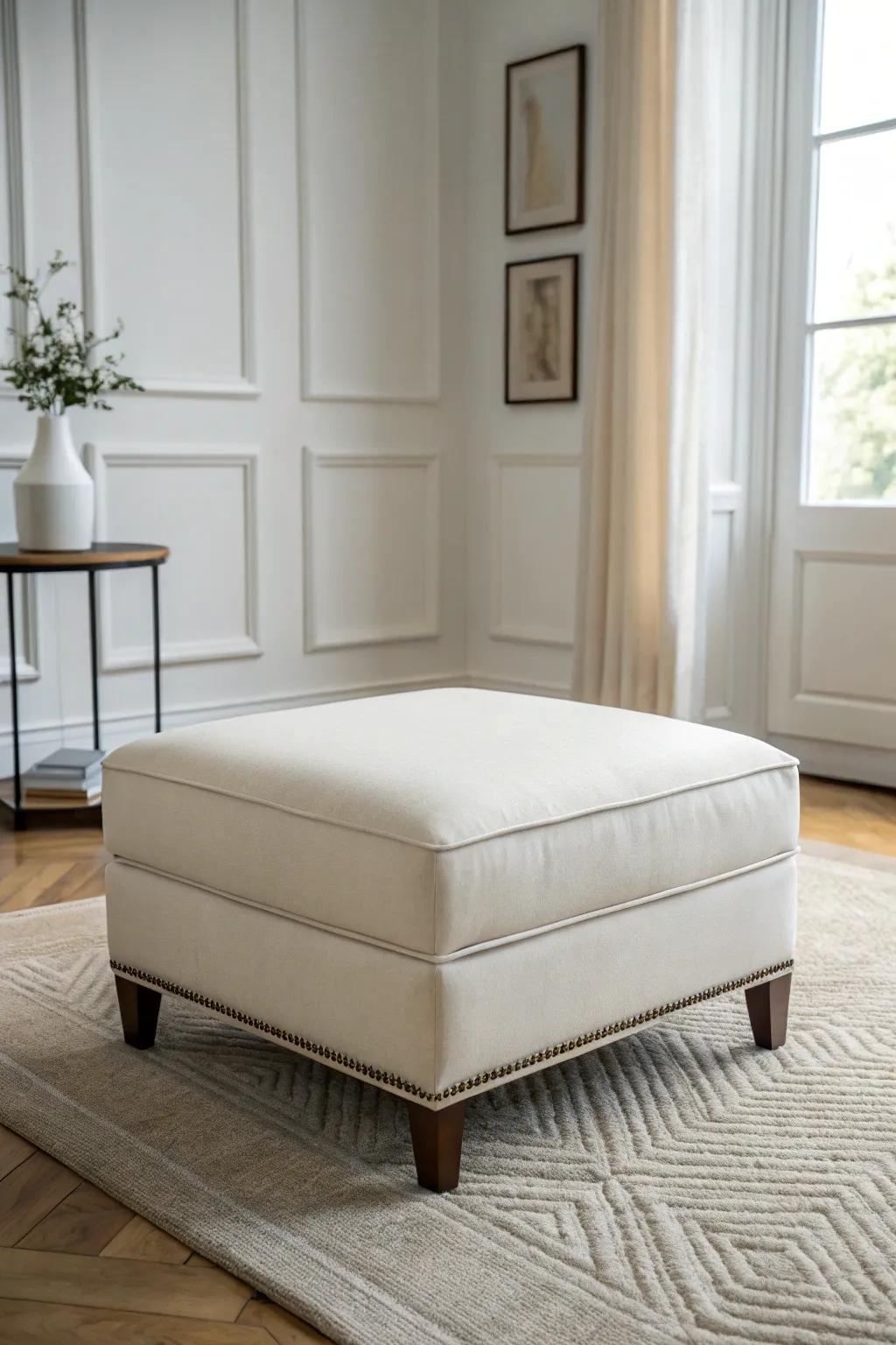 Streamlined ottoman enhancing minimalist decor