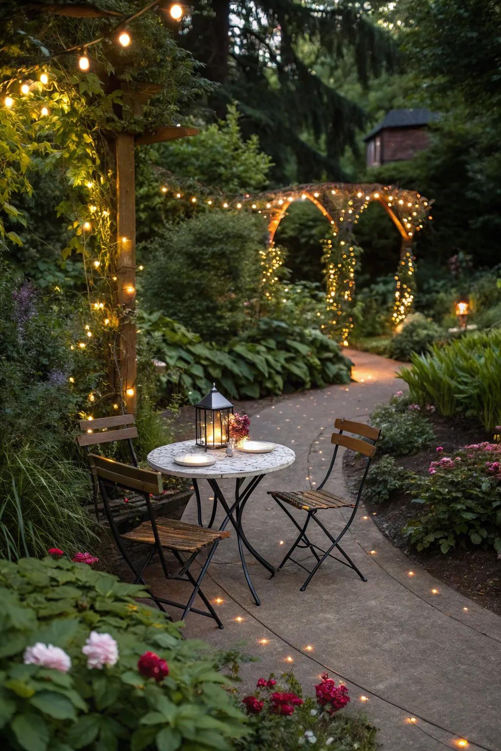 Transform your garden with an enchanting touch of twinkling lights.