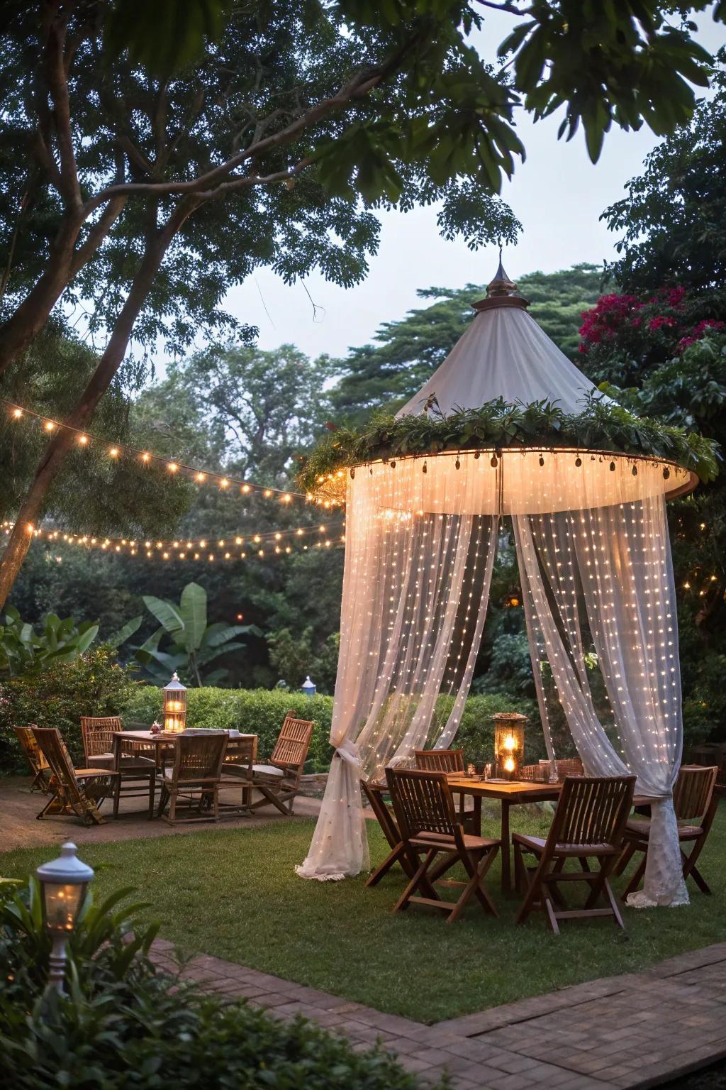Elevated canopy creates a magical and captivating outdoor atmosphere.