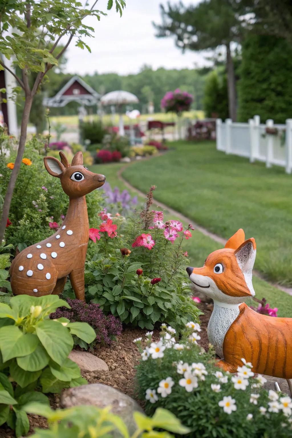 Convey a playful trace with lively fauna figurines.