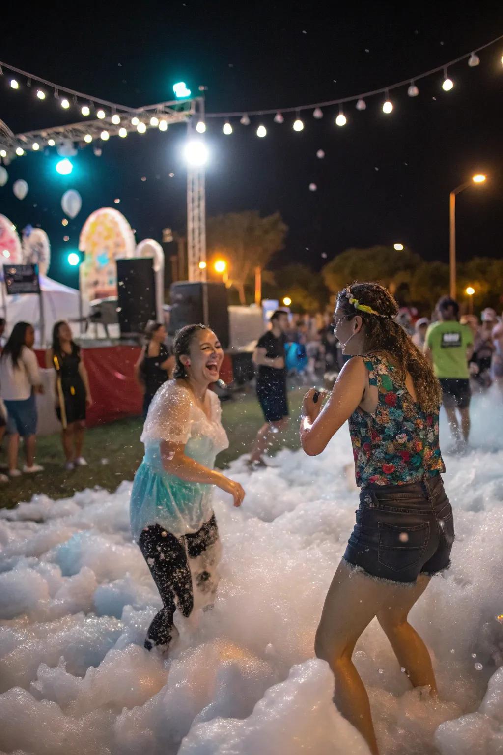 Foam party turning the backyard into a dance paradise