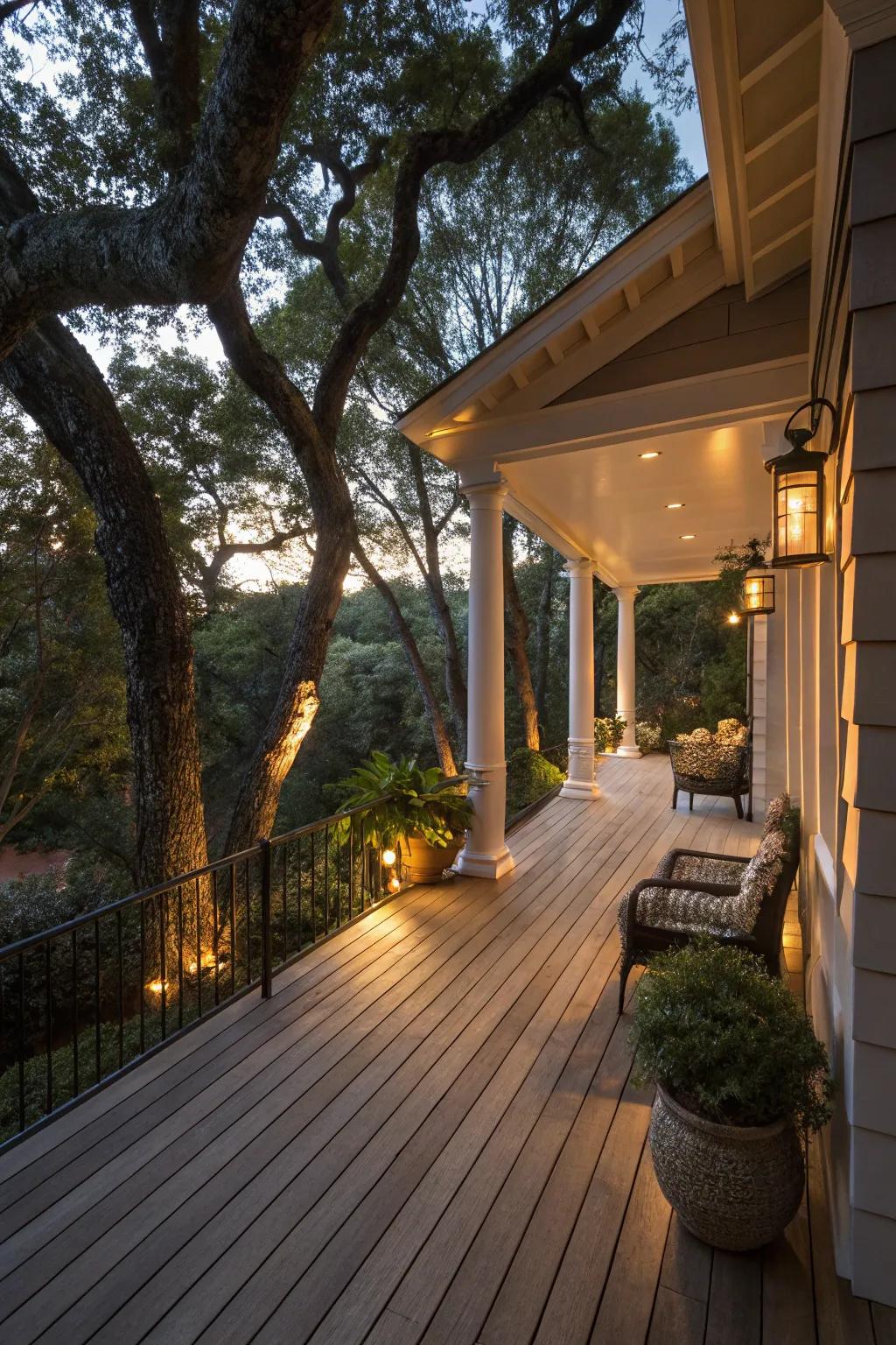 Arboreal illumination imparts natural elegance to your porch.