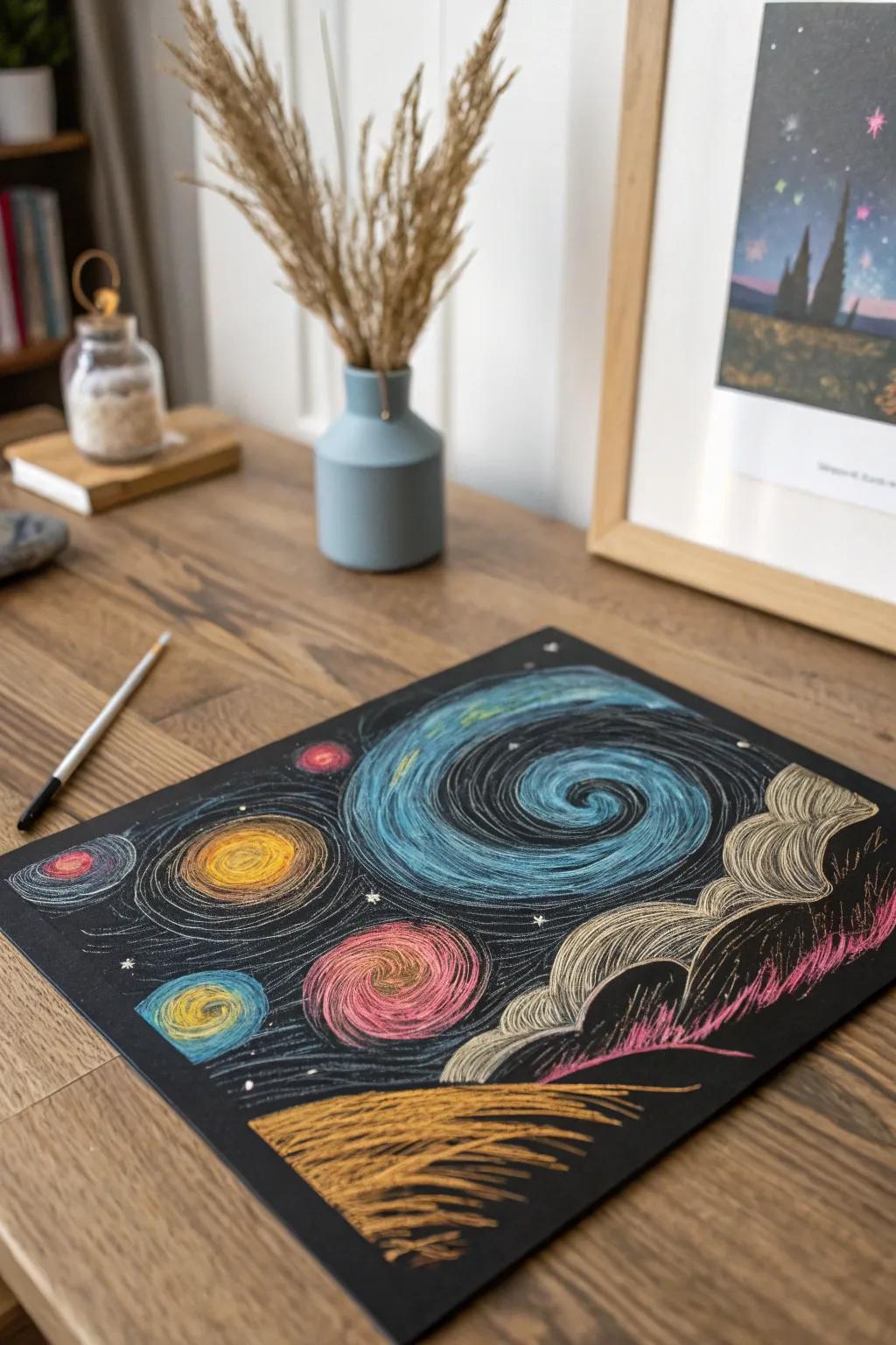 Unveil the hidden enchantment through your incised expression masterpiece, where vibrant tonalities intermingle with minimalist elegance.