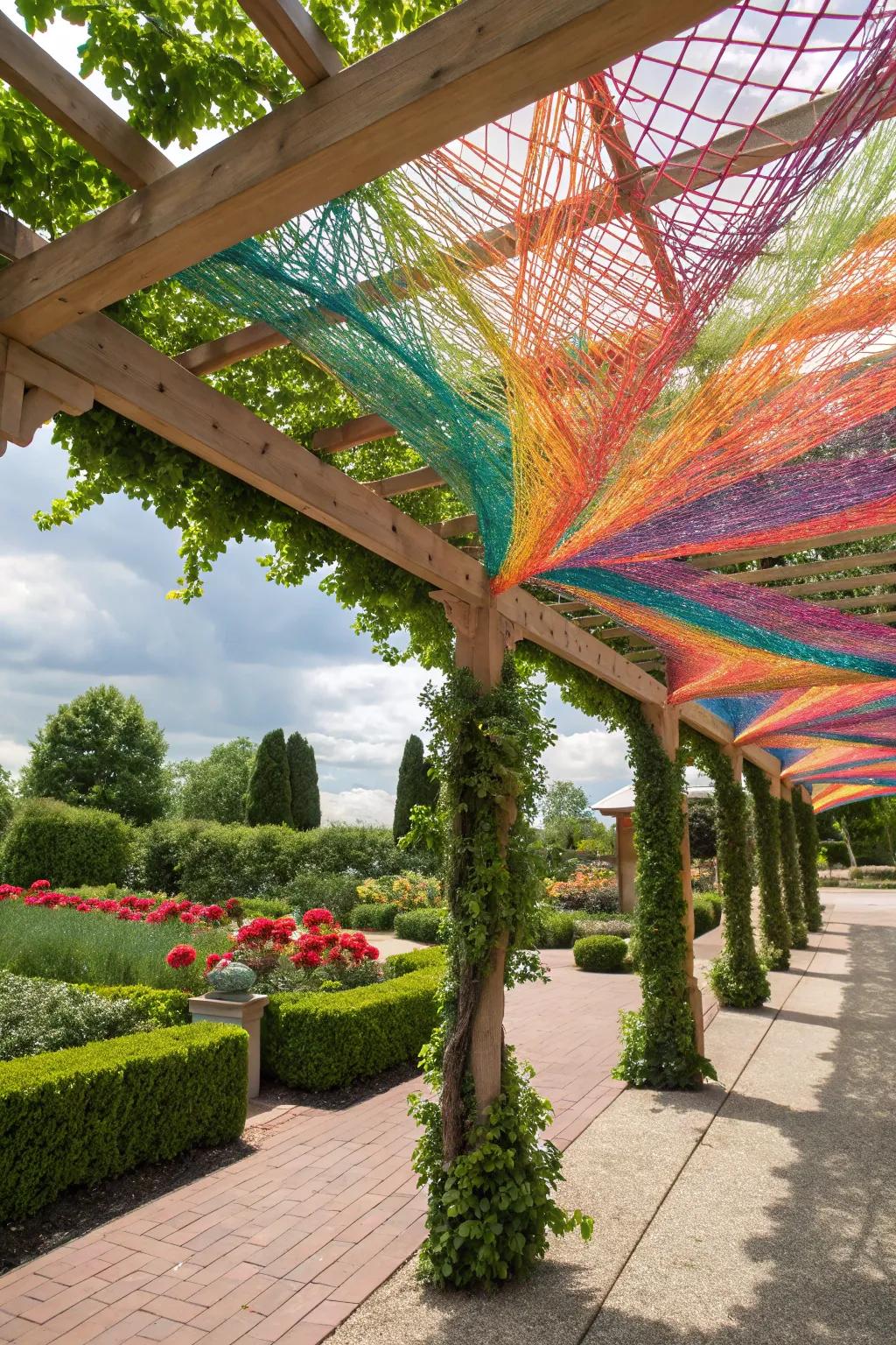 Cord art adds a contemporary, artistic touch to your pergola.