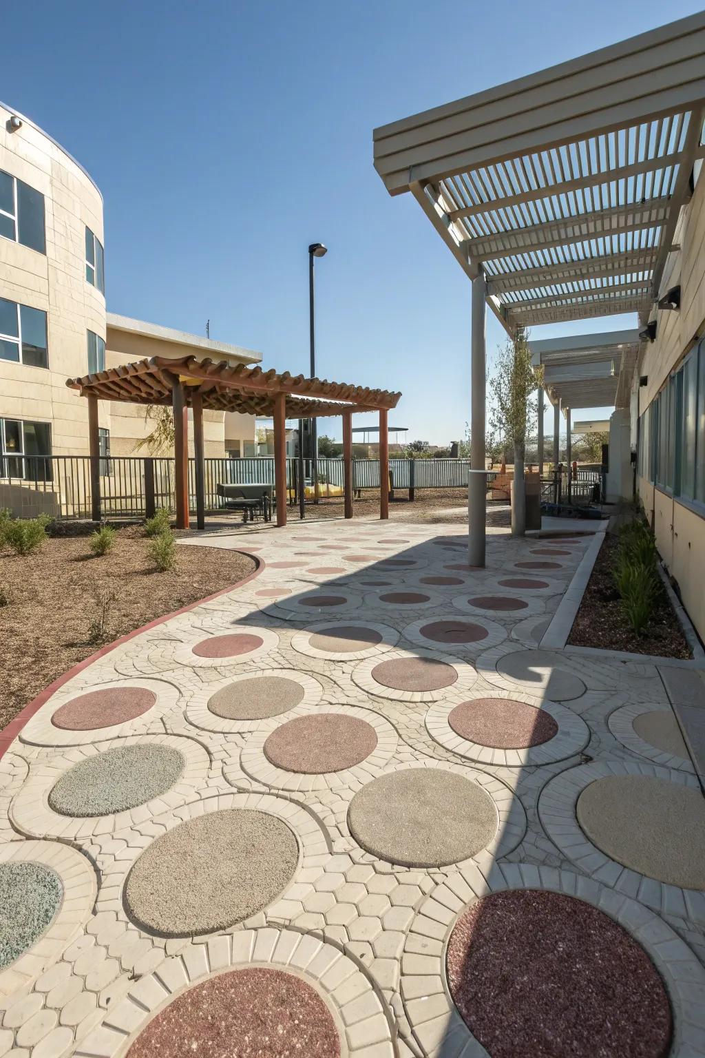 Circular cell stones inject creativity and permeability into patios.