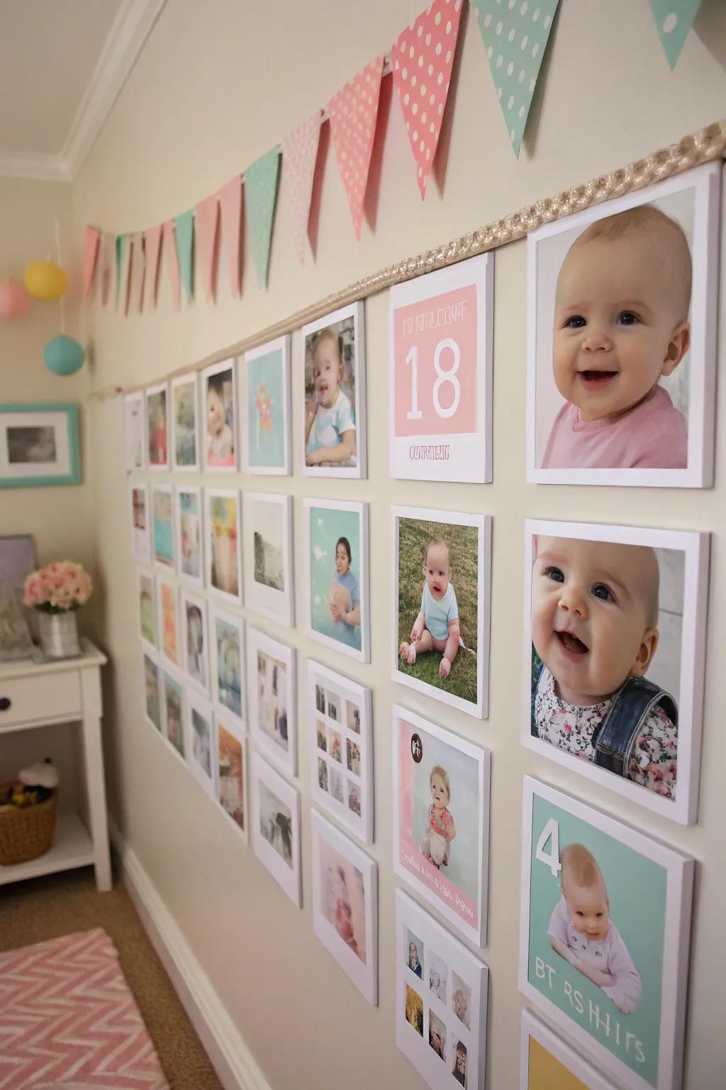 Capture baby’s inaugural year with a dedicated picture display.