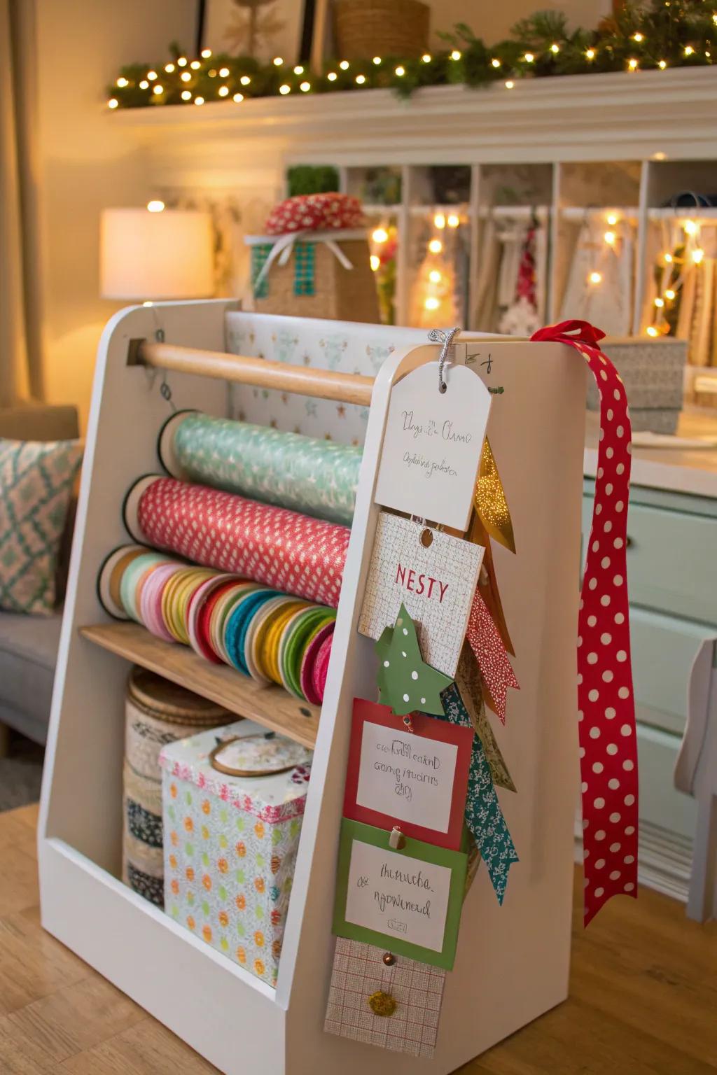Fashion a gift wrapping station to add panache to your holiday presents.