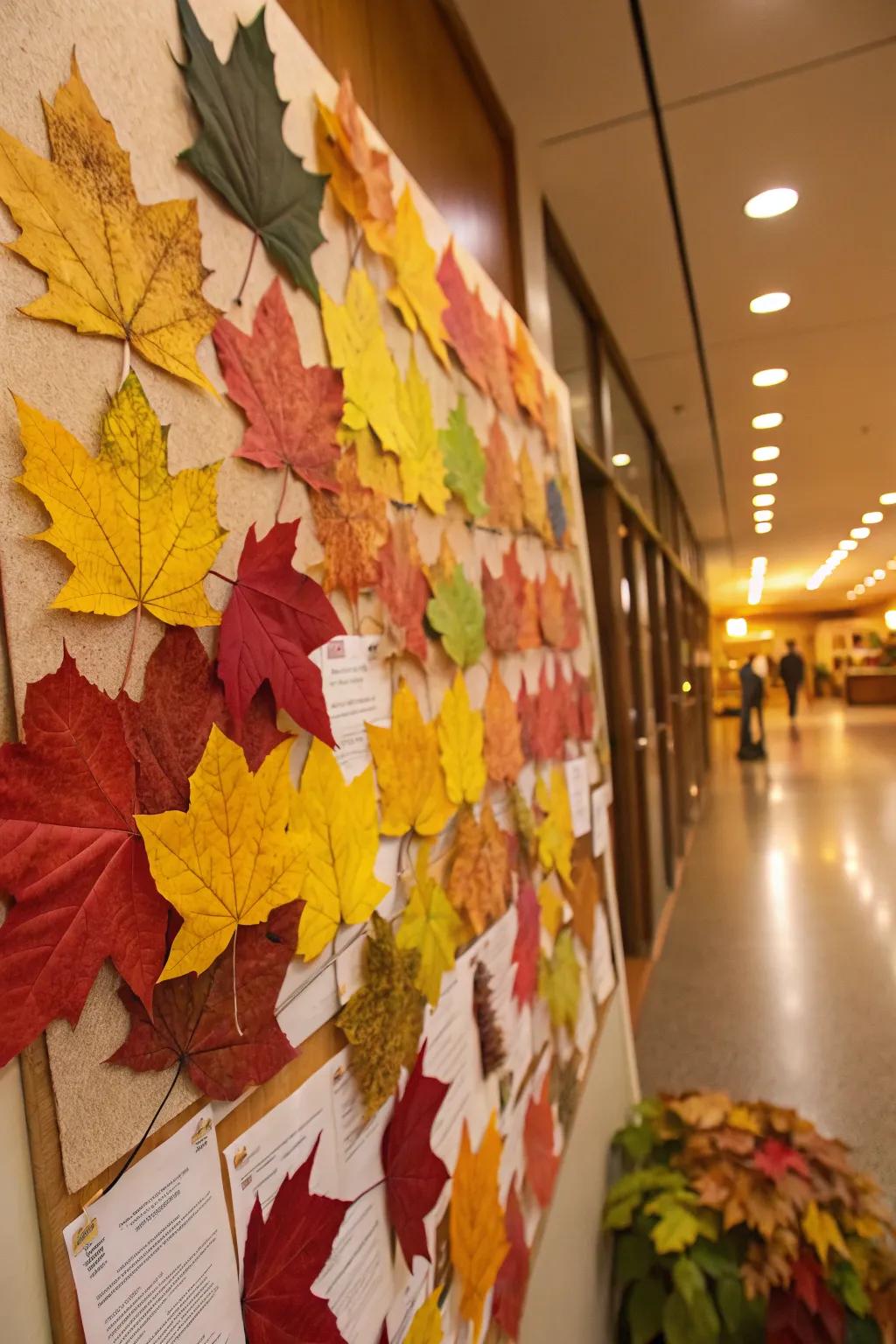 A nature-inspired fall pin board with a spectrum of seasonal colors.