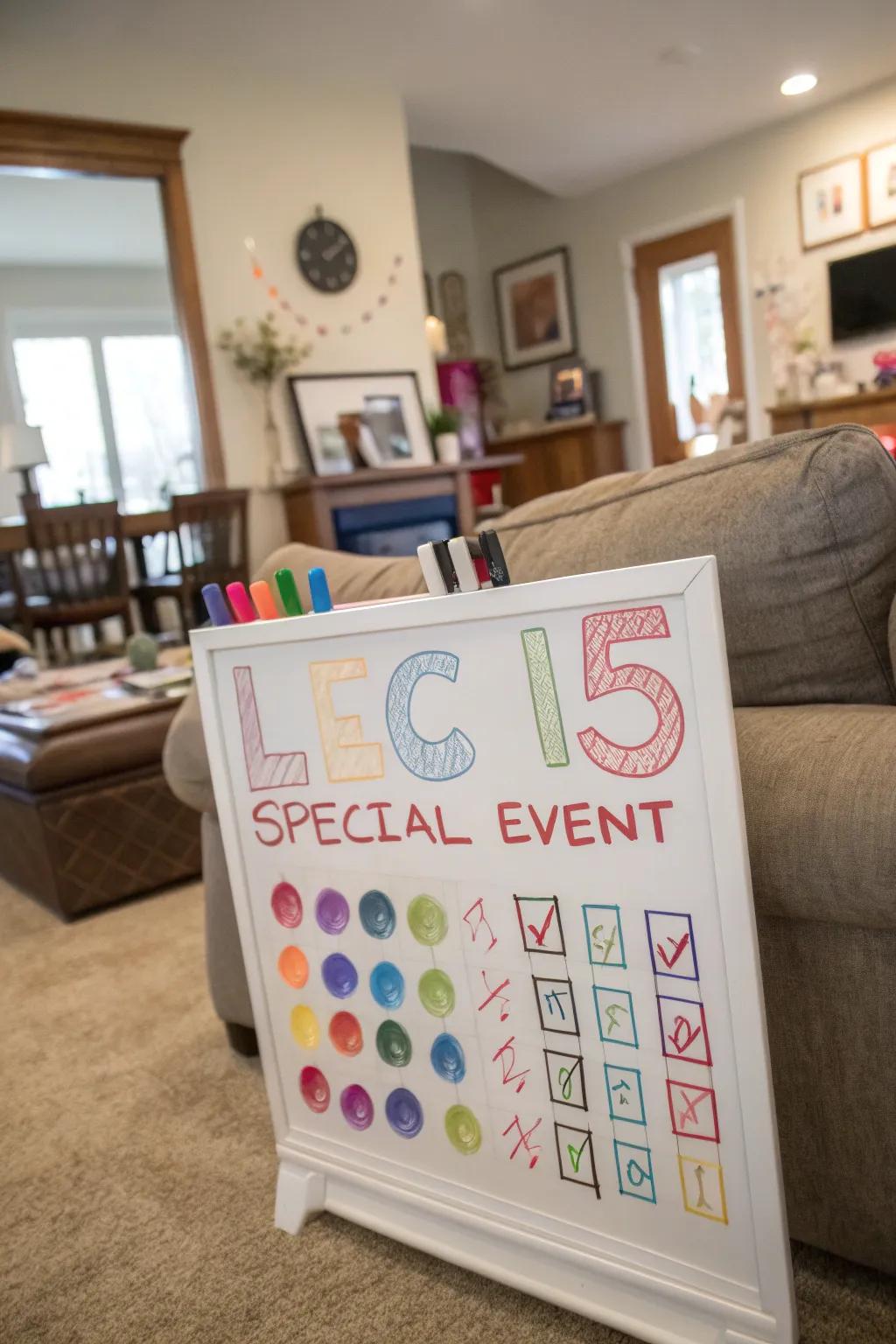Count down to special events using a whiteboard calendar.