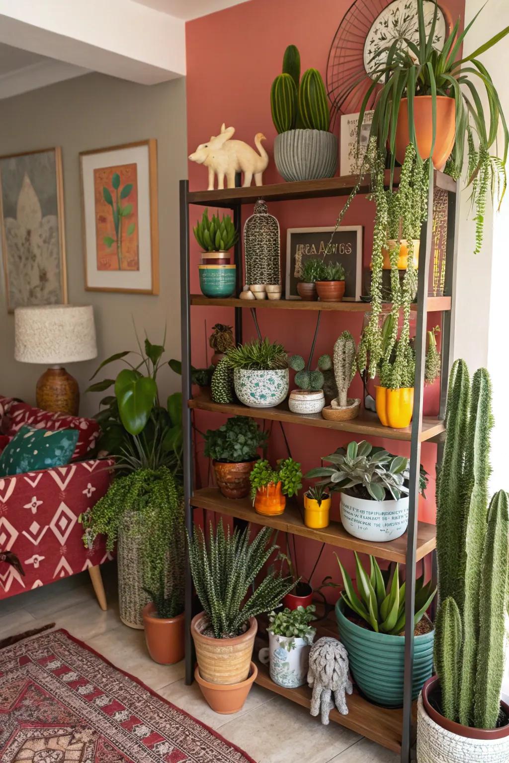 An eclectic greenery showcase encapsulating personality and joy.