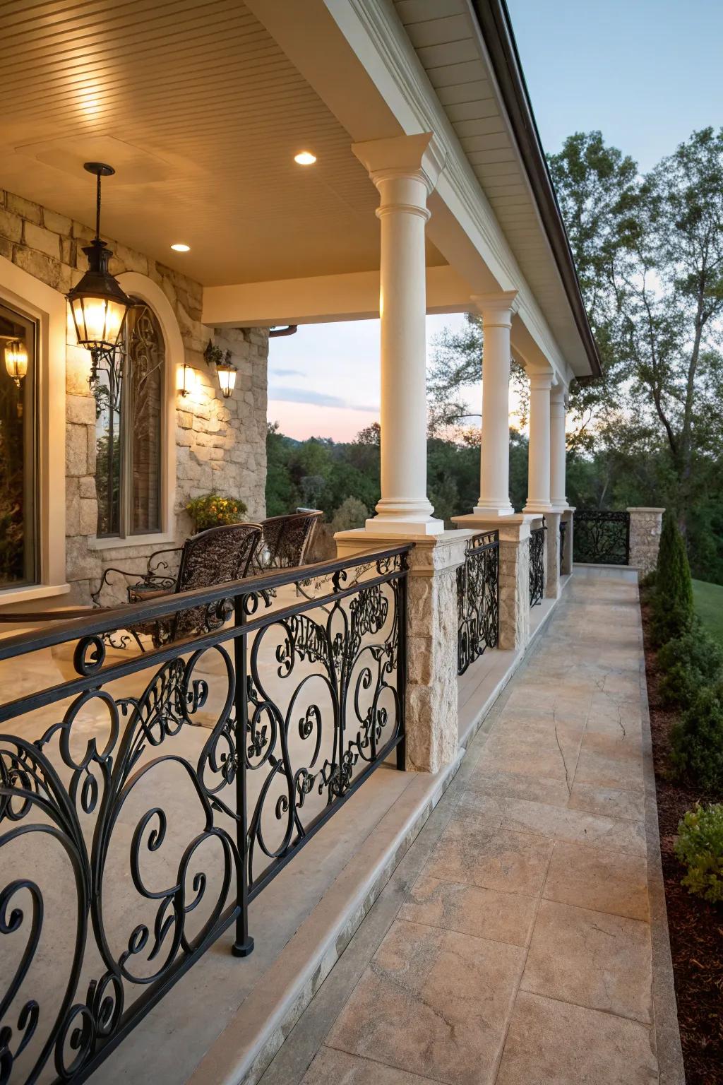 A decorative knee wall featuring intricate accents for added charm.