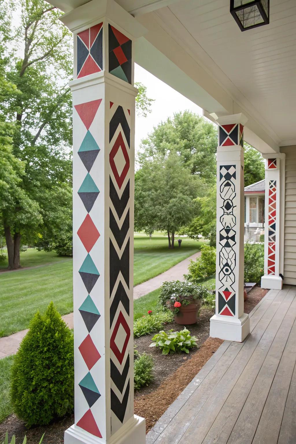 Geometric patterns create a striking modern look.