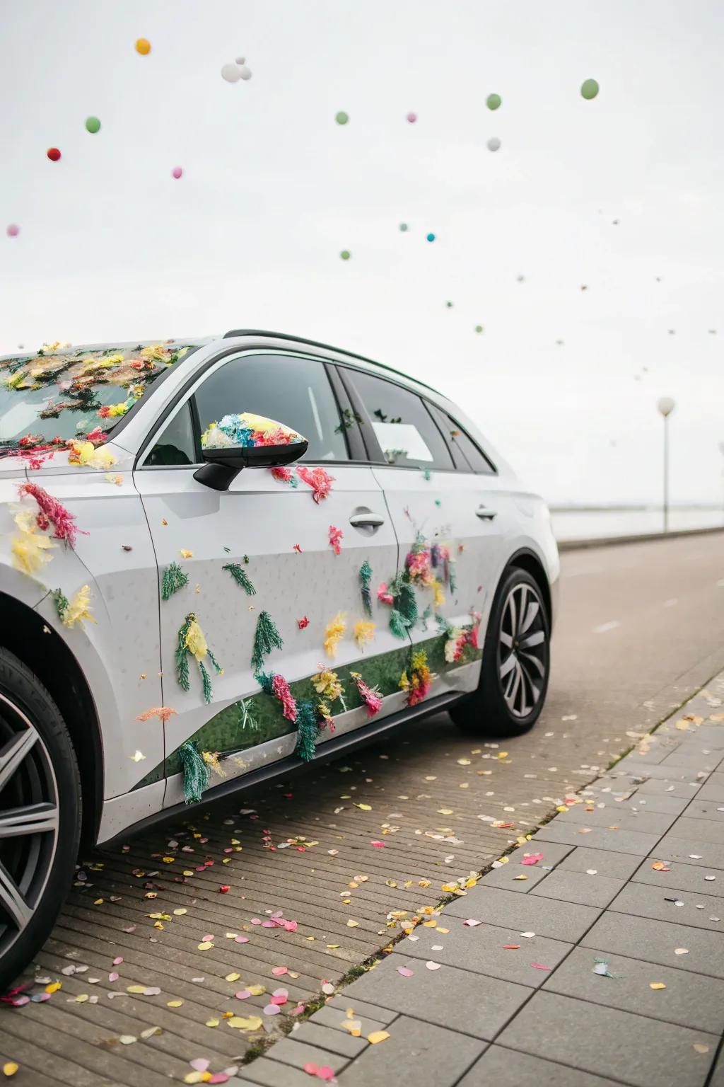 A sustainable and festive touch is added by eco-friendly confetti.