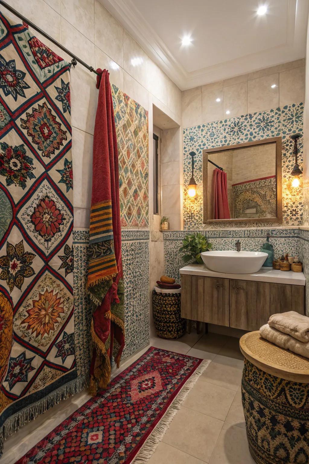 Travel-inspired ornaments impart a personal and exotic touch.