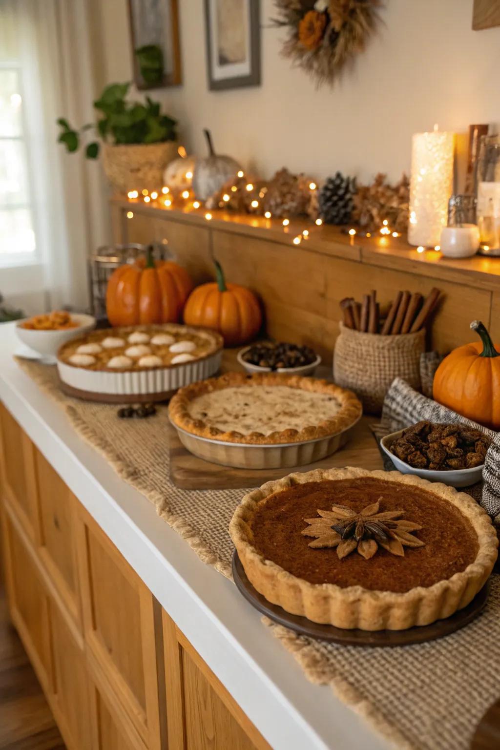 A surprise pie selection featuring delicious autumn flavors.