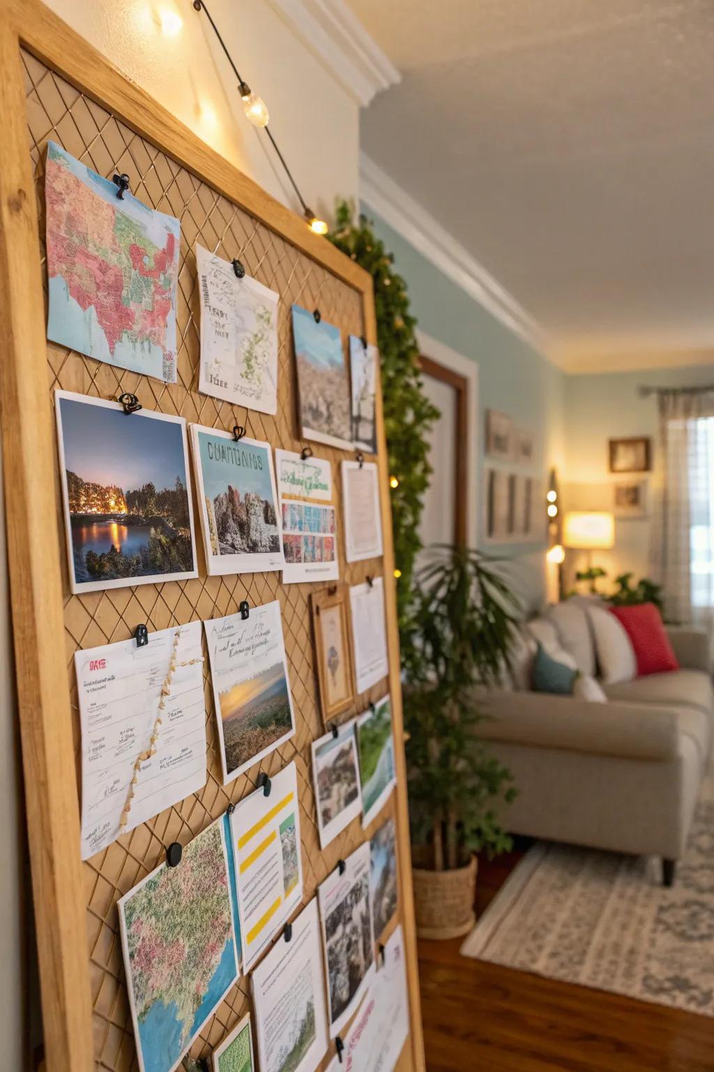 A travel-themed pin board promoting adventure and local exploration.