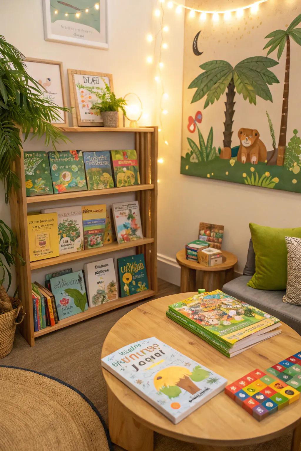 Engage all age groups through interactive rainforest nooks.