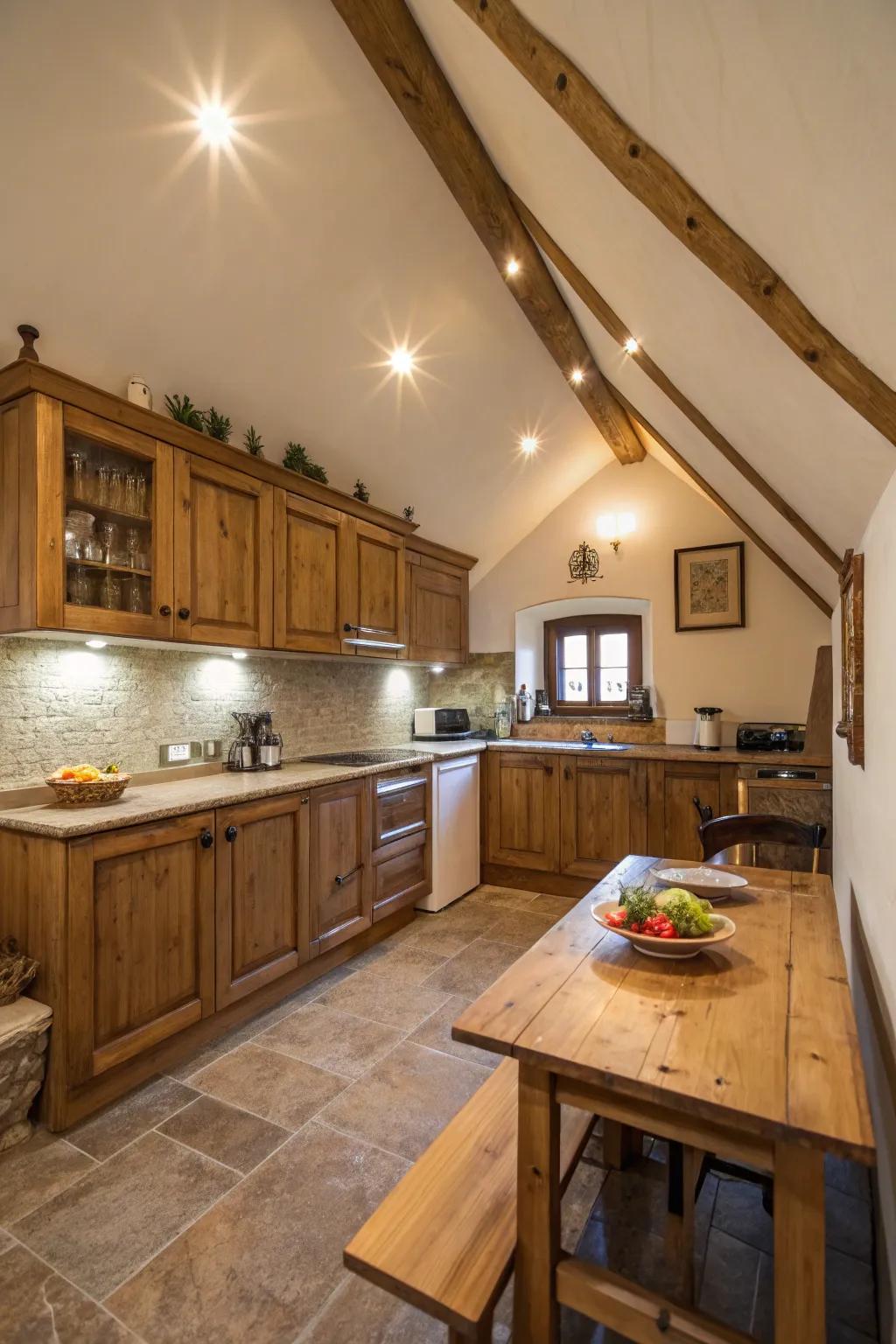 Raised ceilings gain prominence with downlighting.