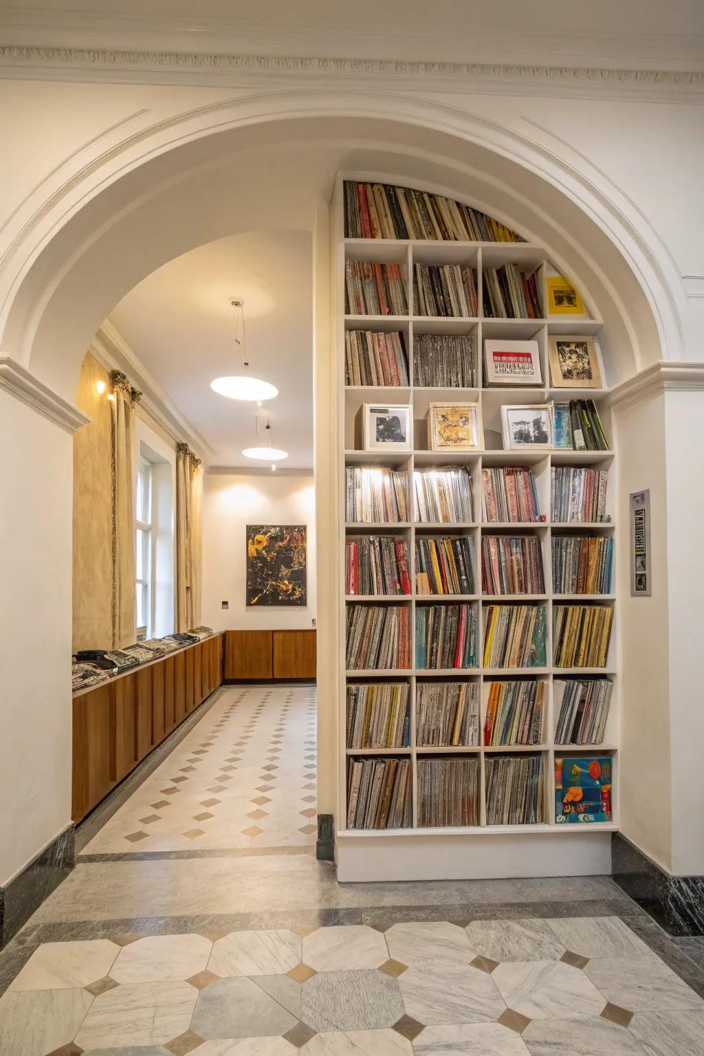Nooks can be transformed into distinctive record displays.