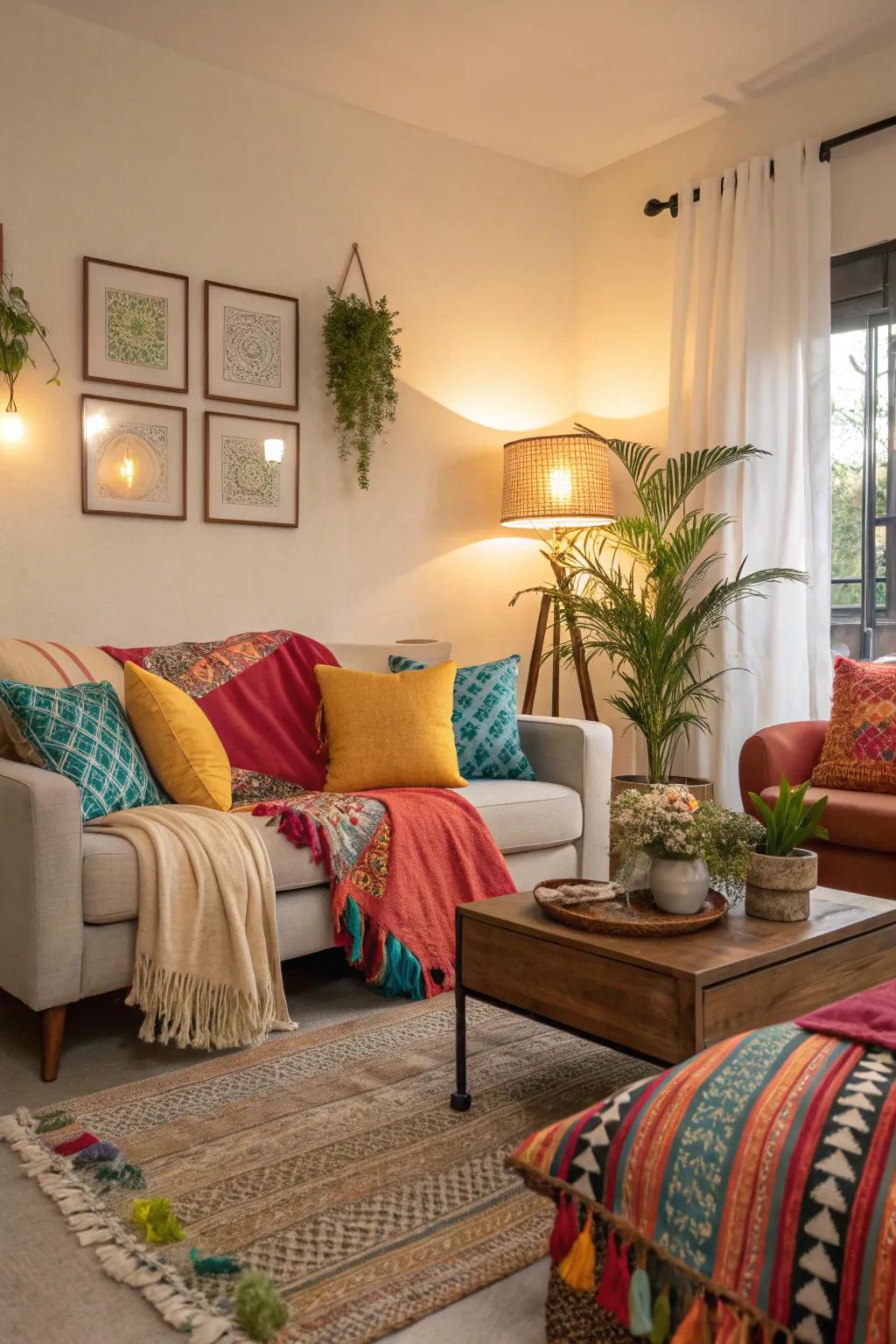 Refresh your space with decorative cushions and throws.