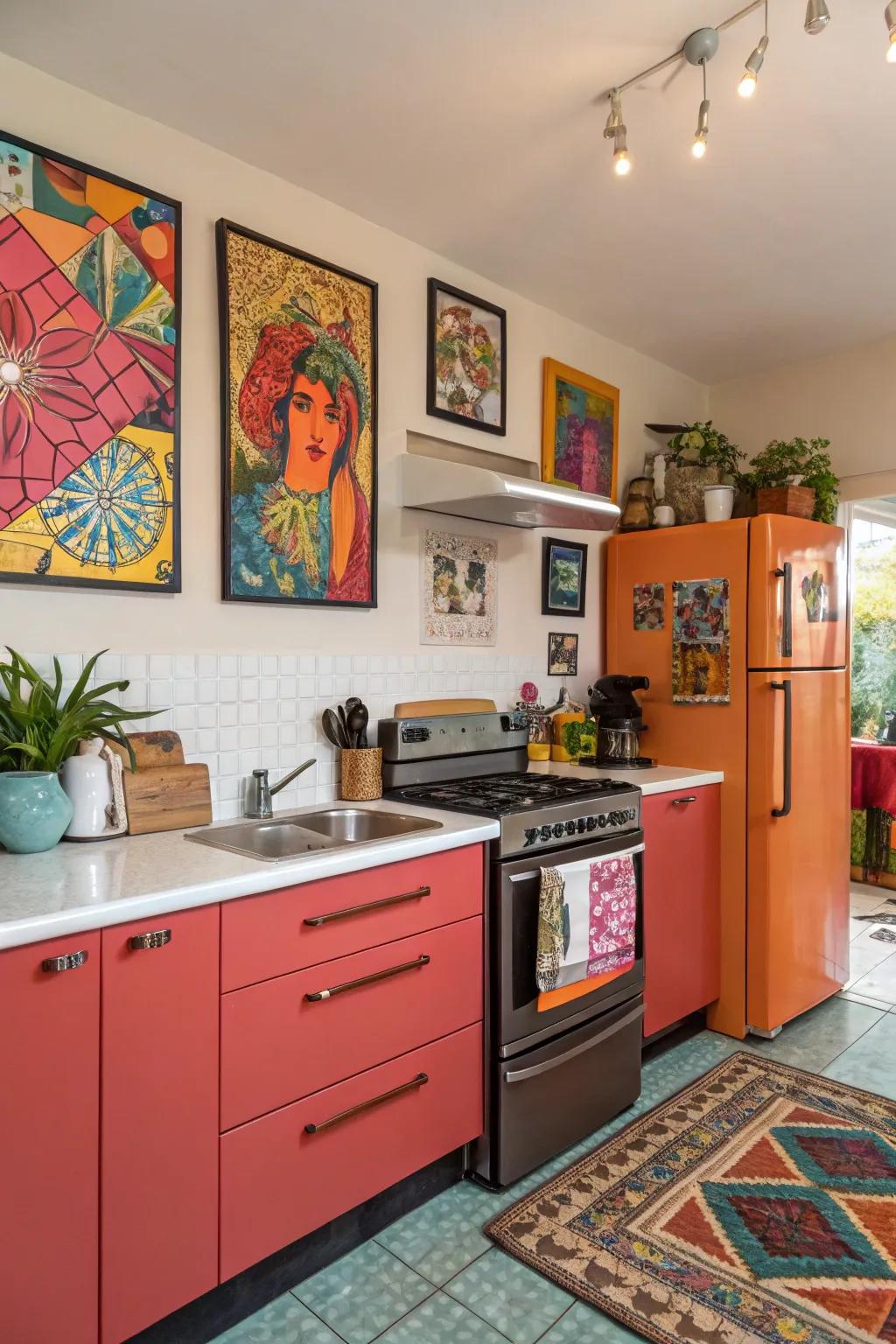 Unexpected artwork can enliven any room.