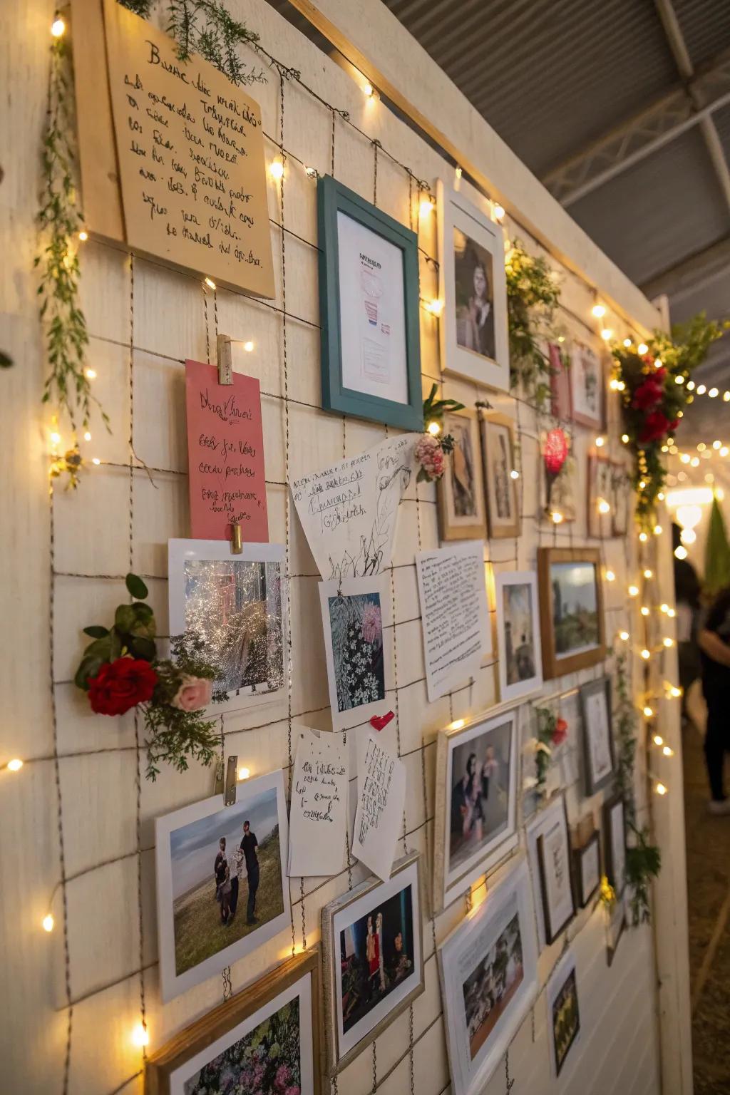 A memory wall of family and friends.