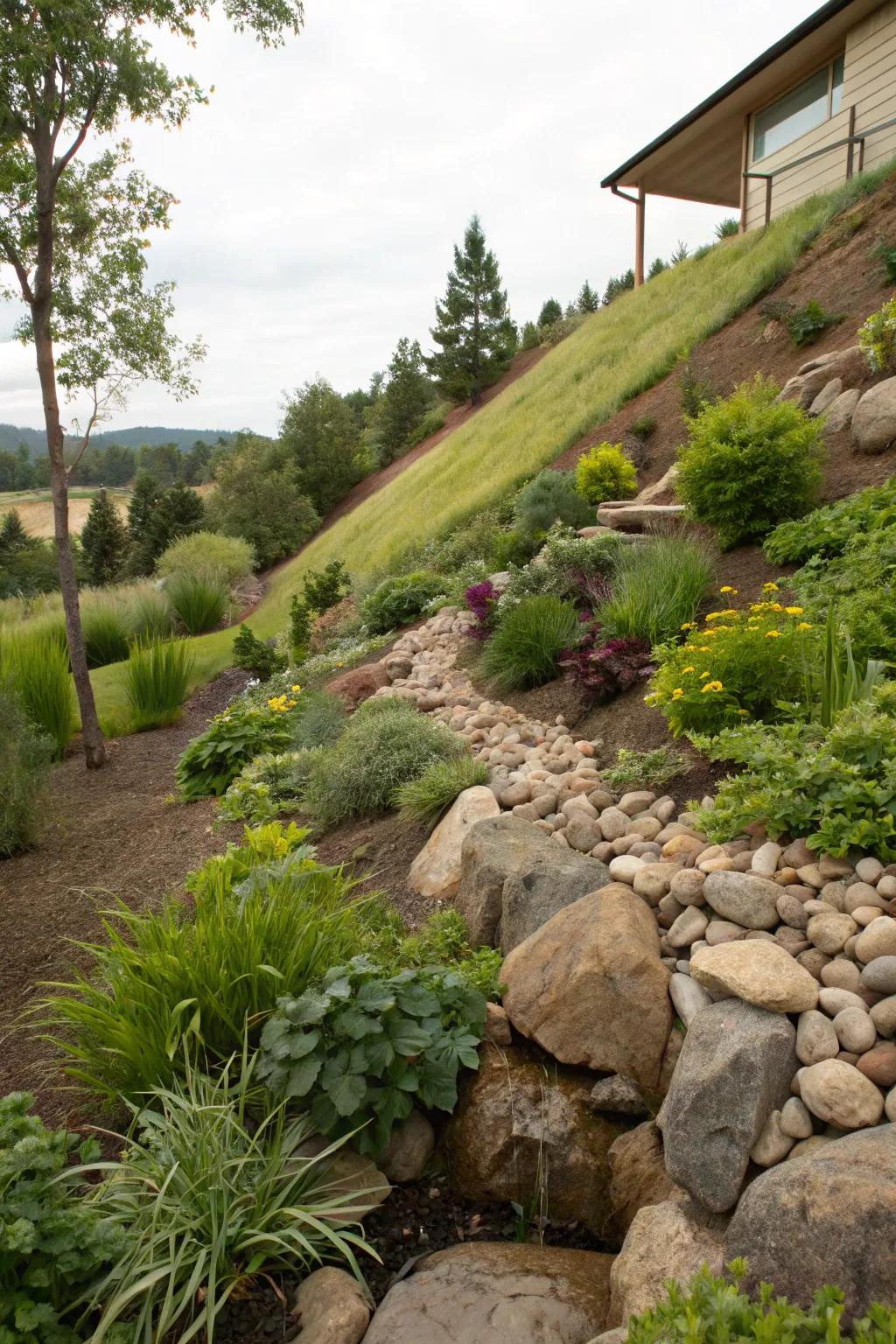 Protect your garden from erosion with pebbles.