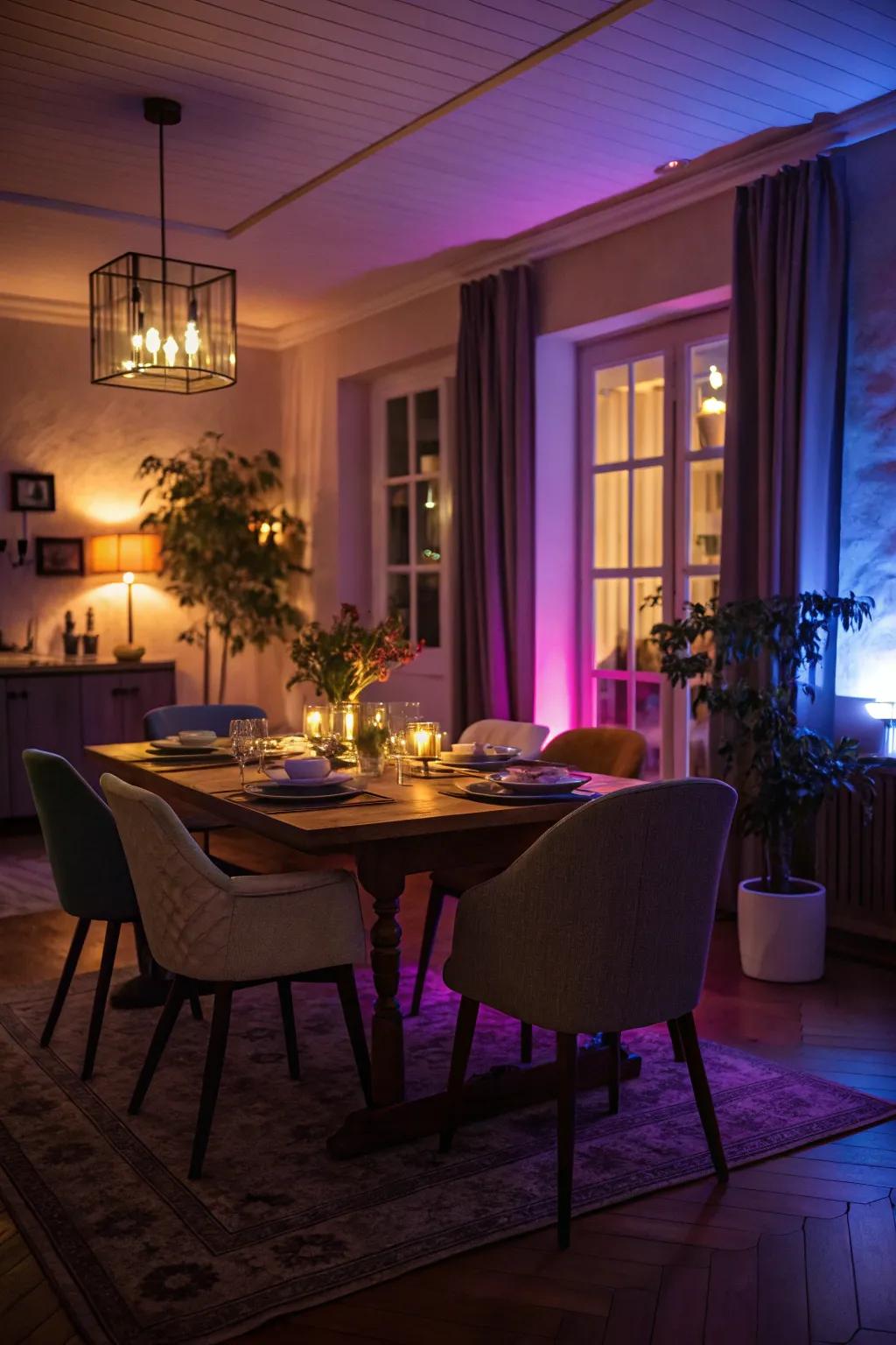 Experiment with colored lighting for a unique and dreamy ambiance.