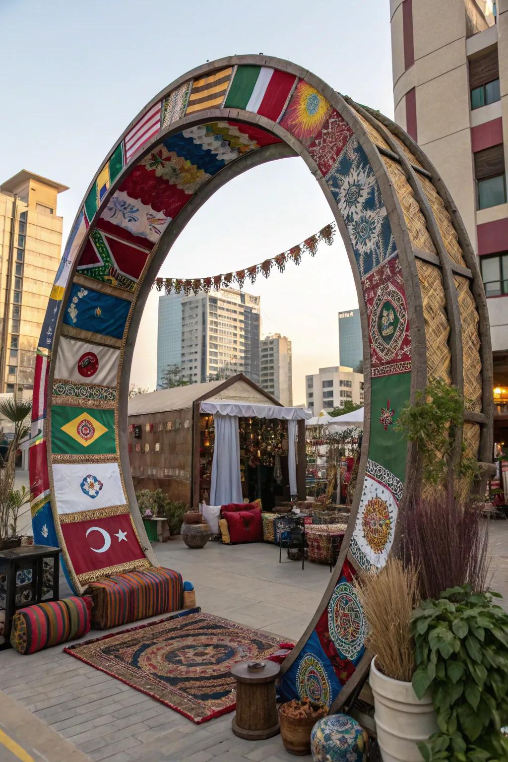 A globally inspired arch, celebrating cultural diversity and style.