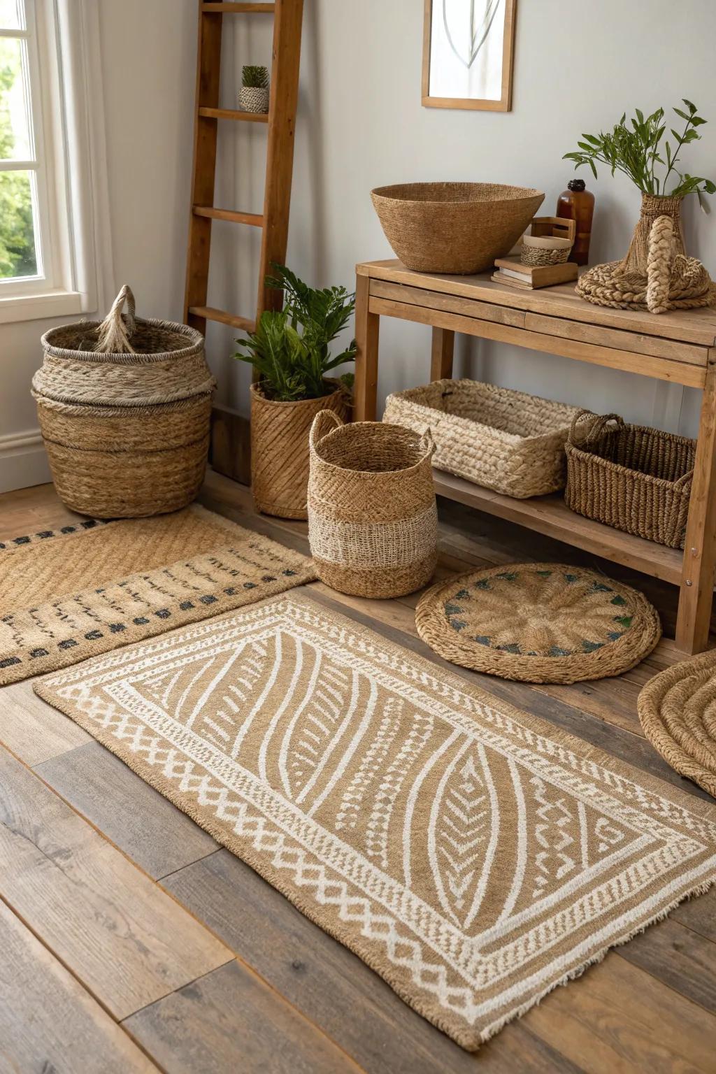 Natural textiles contribute an authentic earthy sensation to the decor.