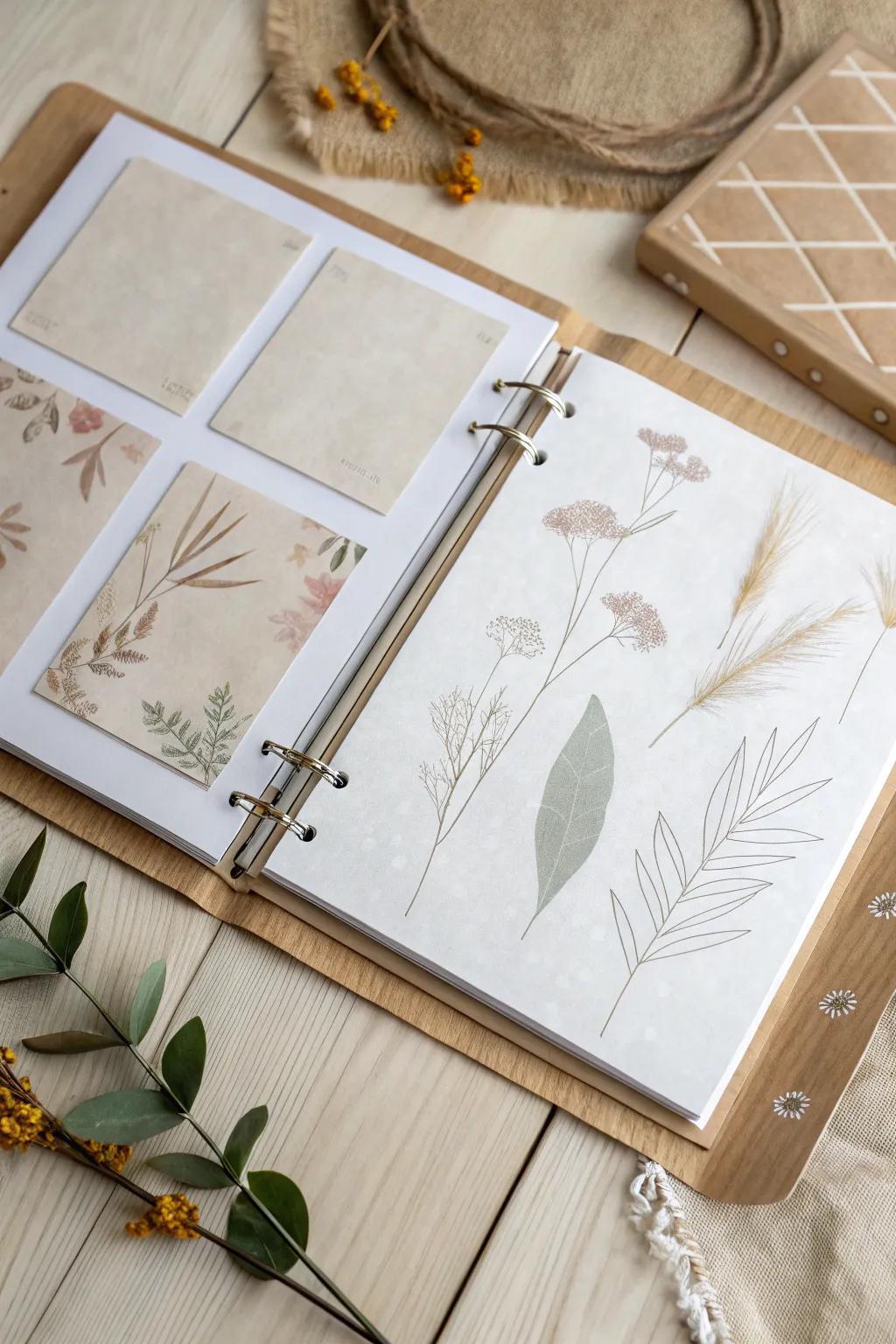 Upgrade your scrapbook with the subtle charm of see-through layers. Discover the beauty of simplicity with a touch of boho sophistication.