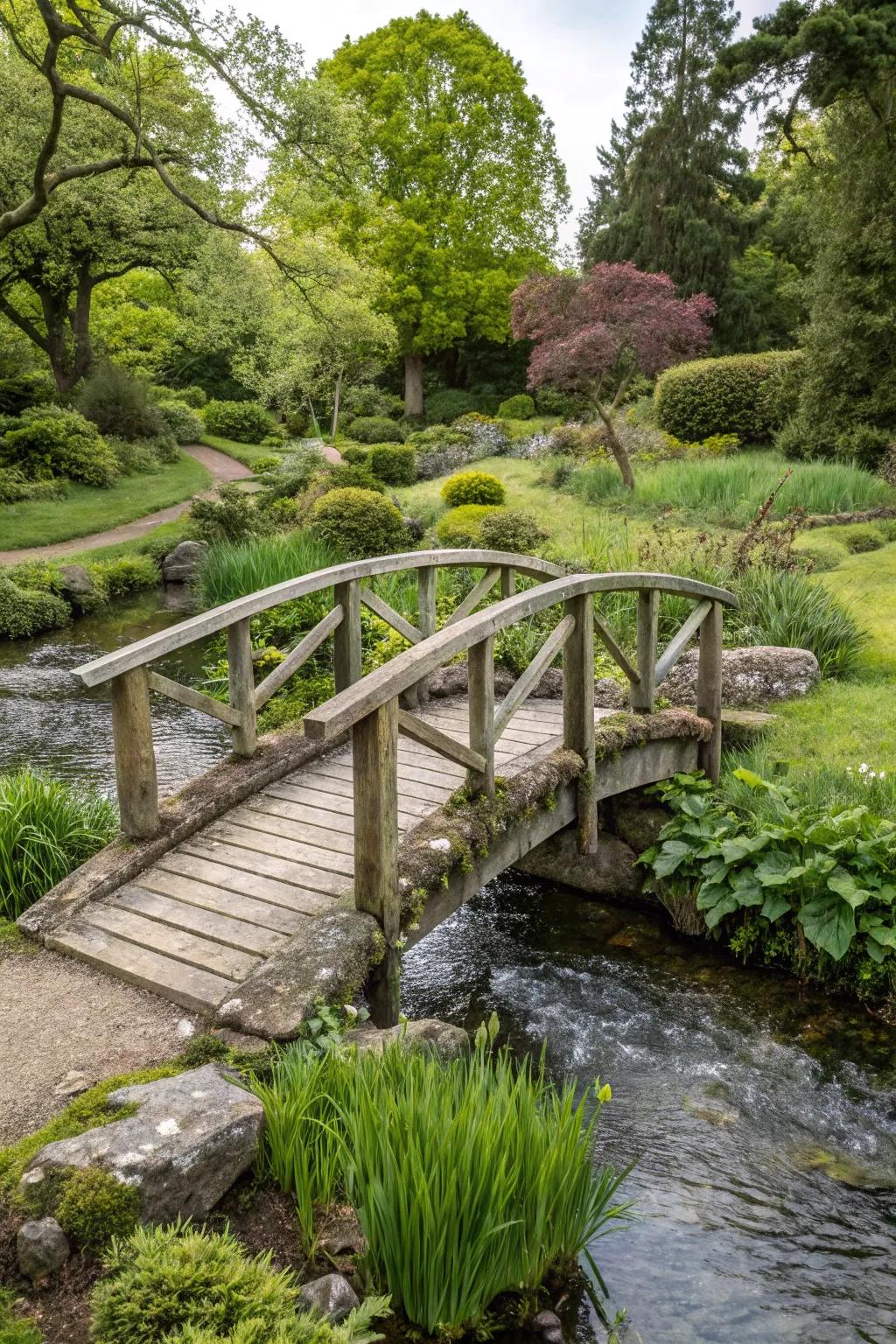 Append fairytale charm with a countryside footbridge.