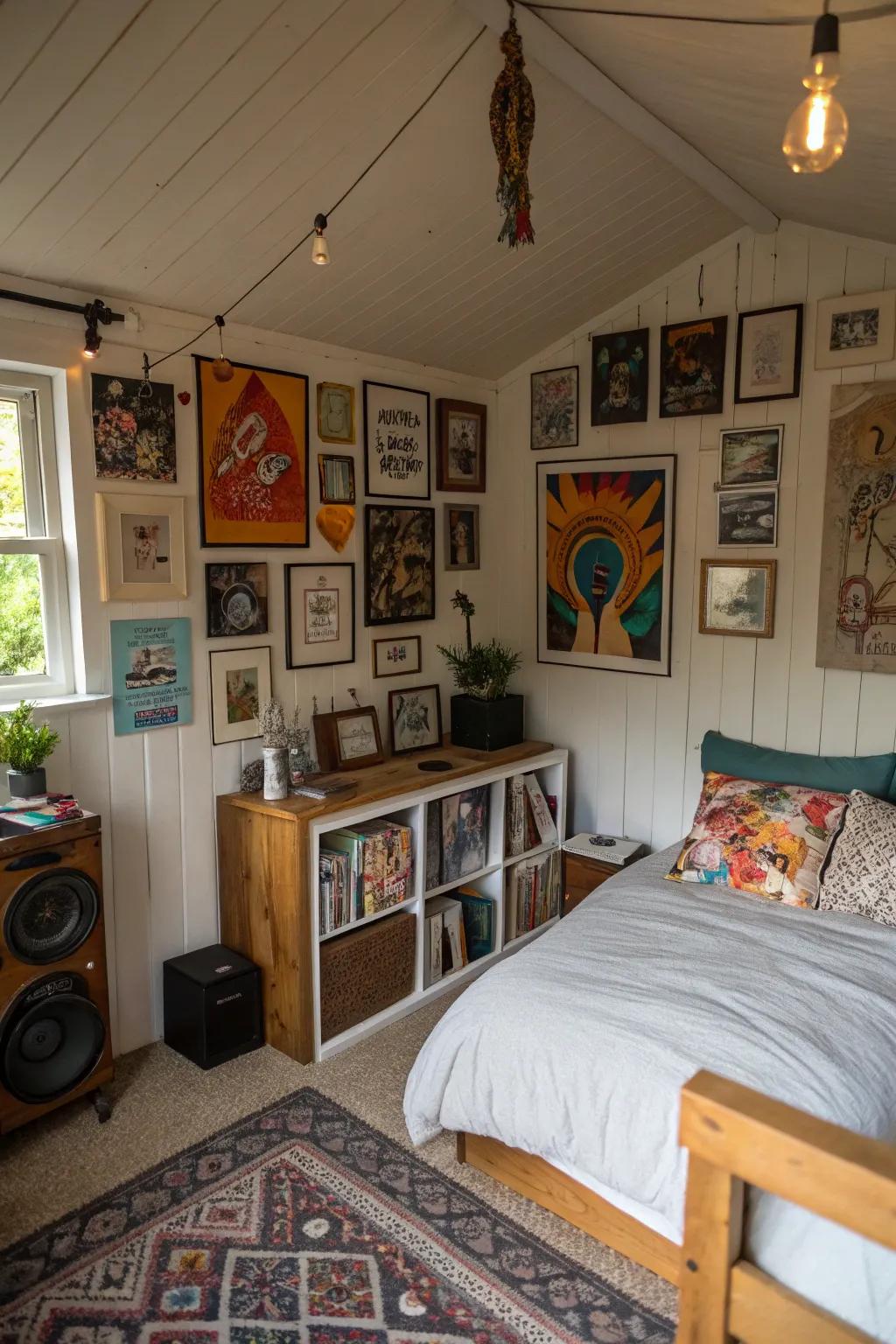 Personal art pieces contributes a distinctive hint to your shed bedroom.