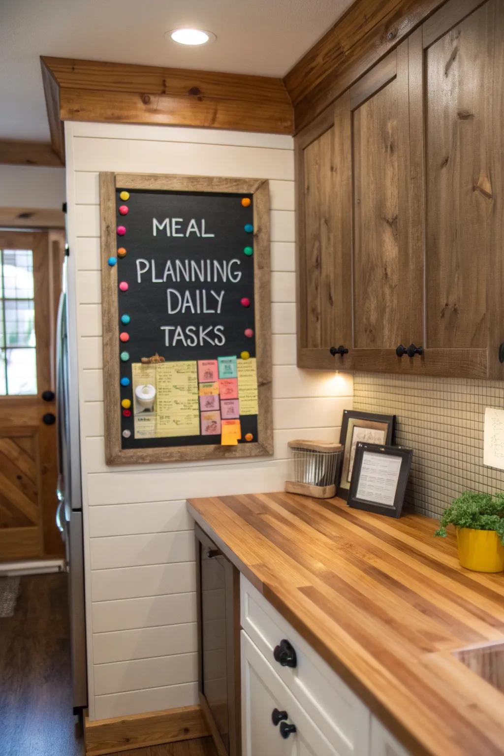 Keep your kitchen organized by using a dynamic beadboard command center.