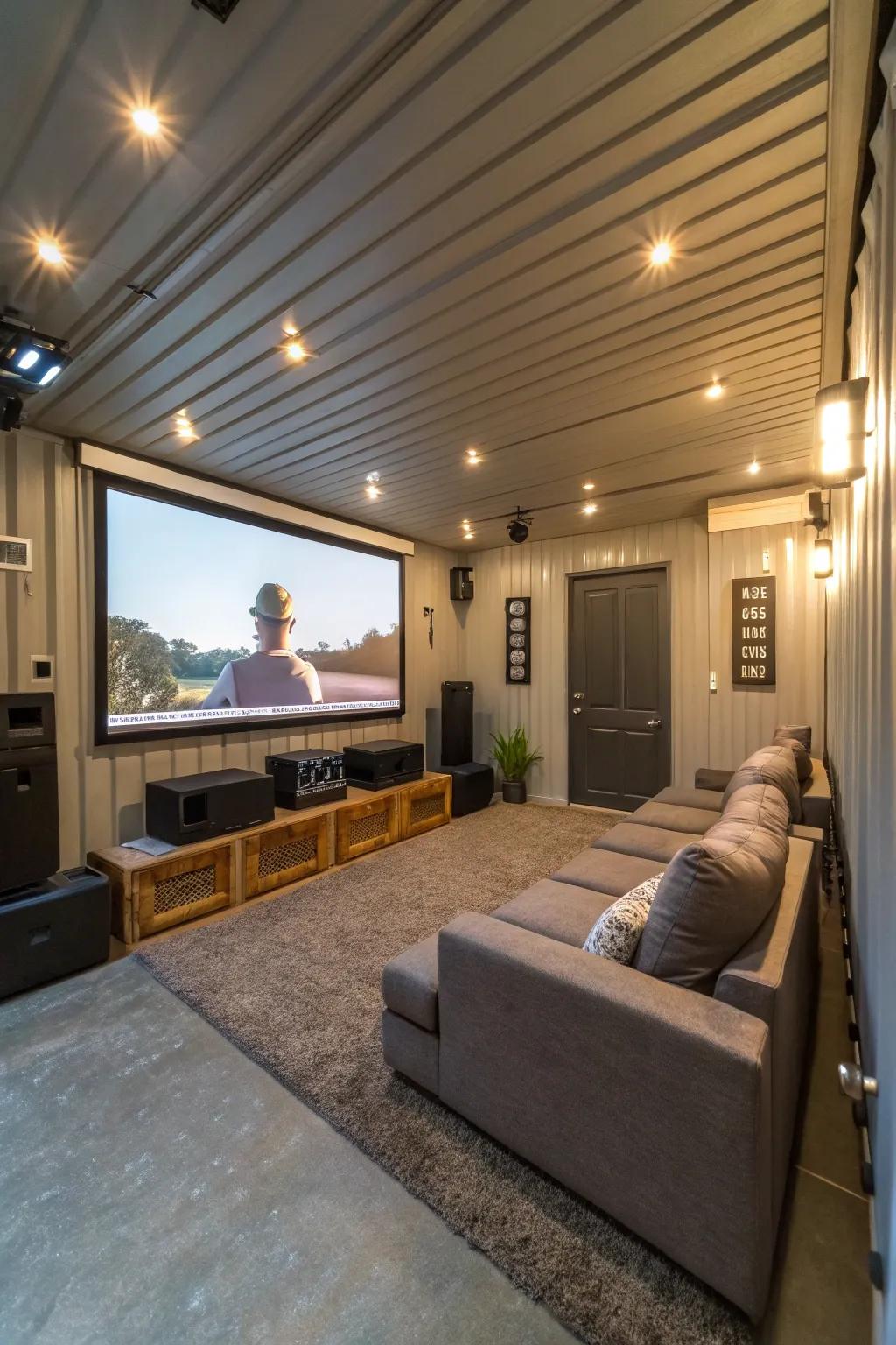 A home theater design for immersive viewing.
