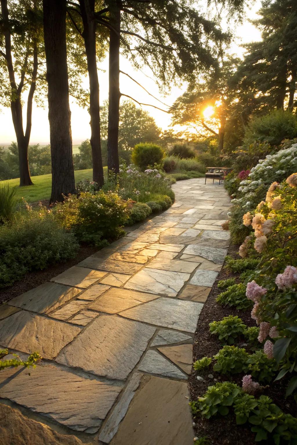 Quartzite pavers introduce a sophisticated radiance to walkways.