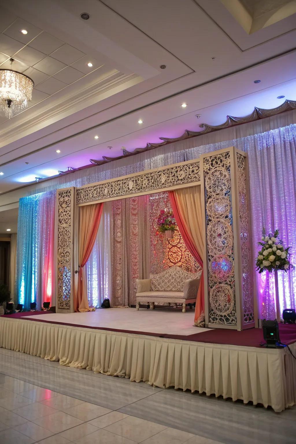 Creative use of curtains as decorations.