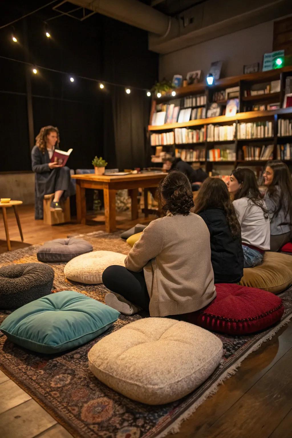 Share imaginative tales in a cozy narrating circle.