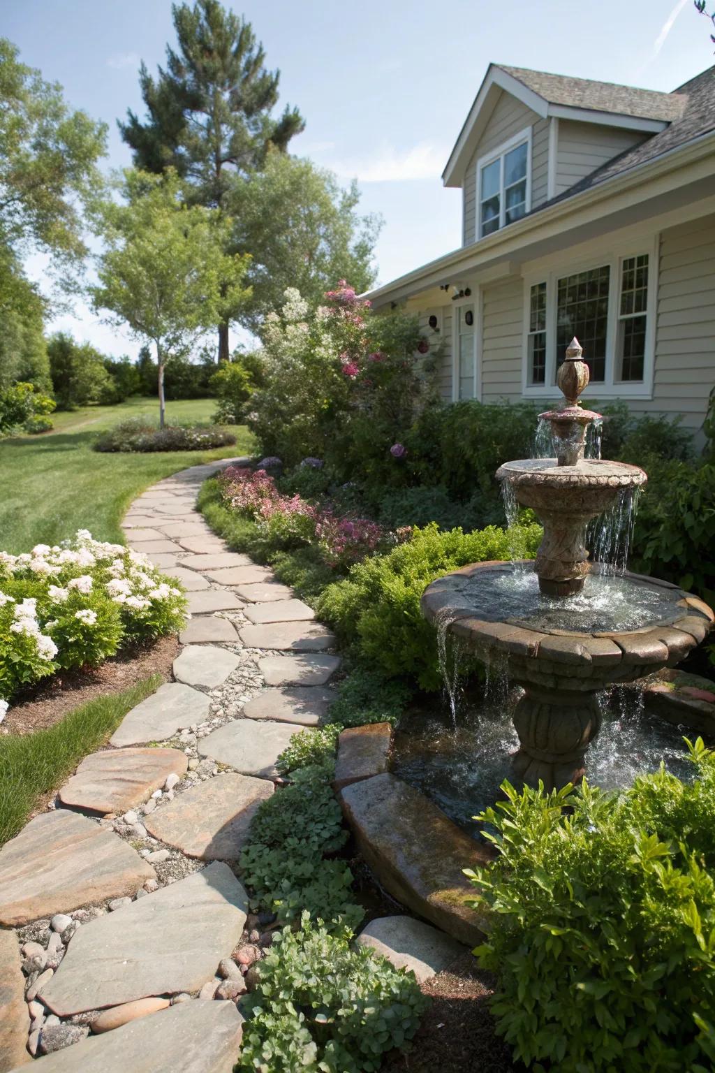 A paving rock water feature encourages exploration and interaction.
