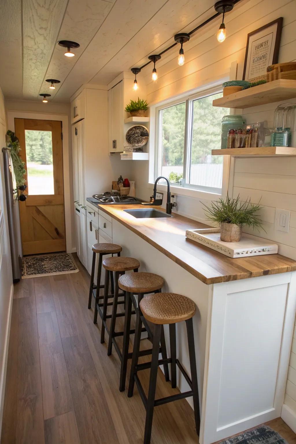 A small seating area enhances the versatility of your kitchen.