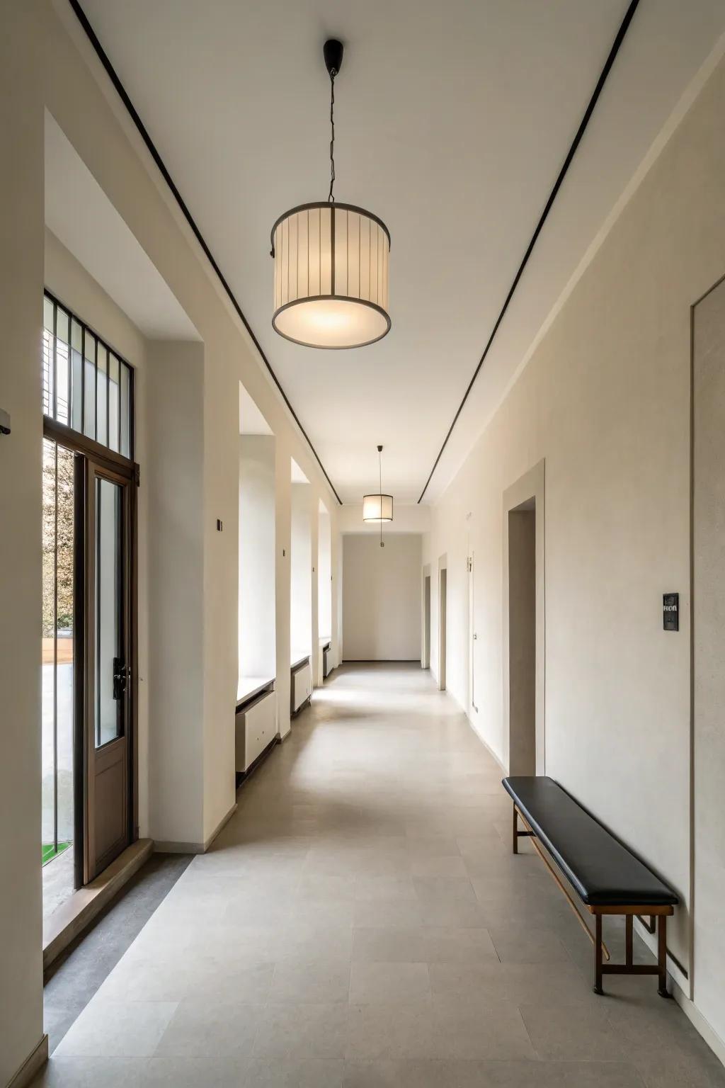 Minimalist embellishments have the capacity to establish a tranquil and uncluttered hallway.