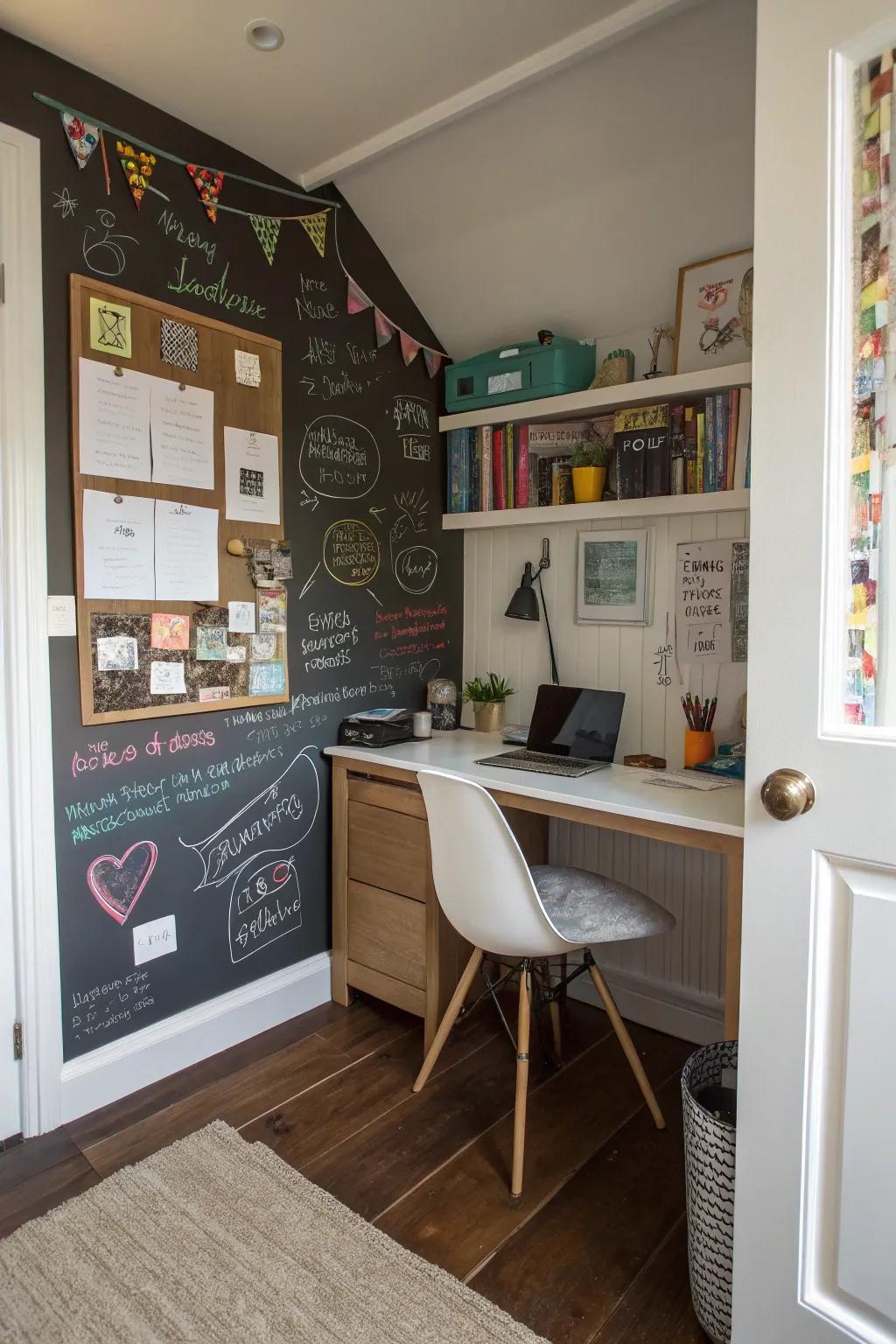 A message board provides a practical and creative outlet.