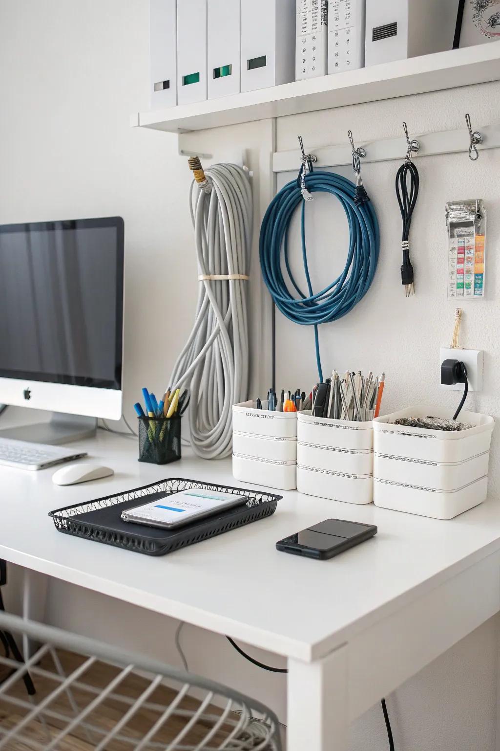 Intelligent cable management that keeps the office area neat.