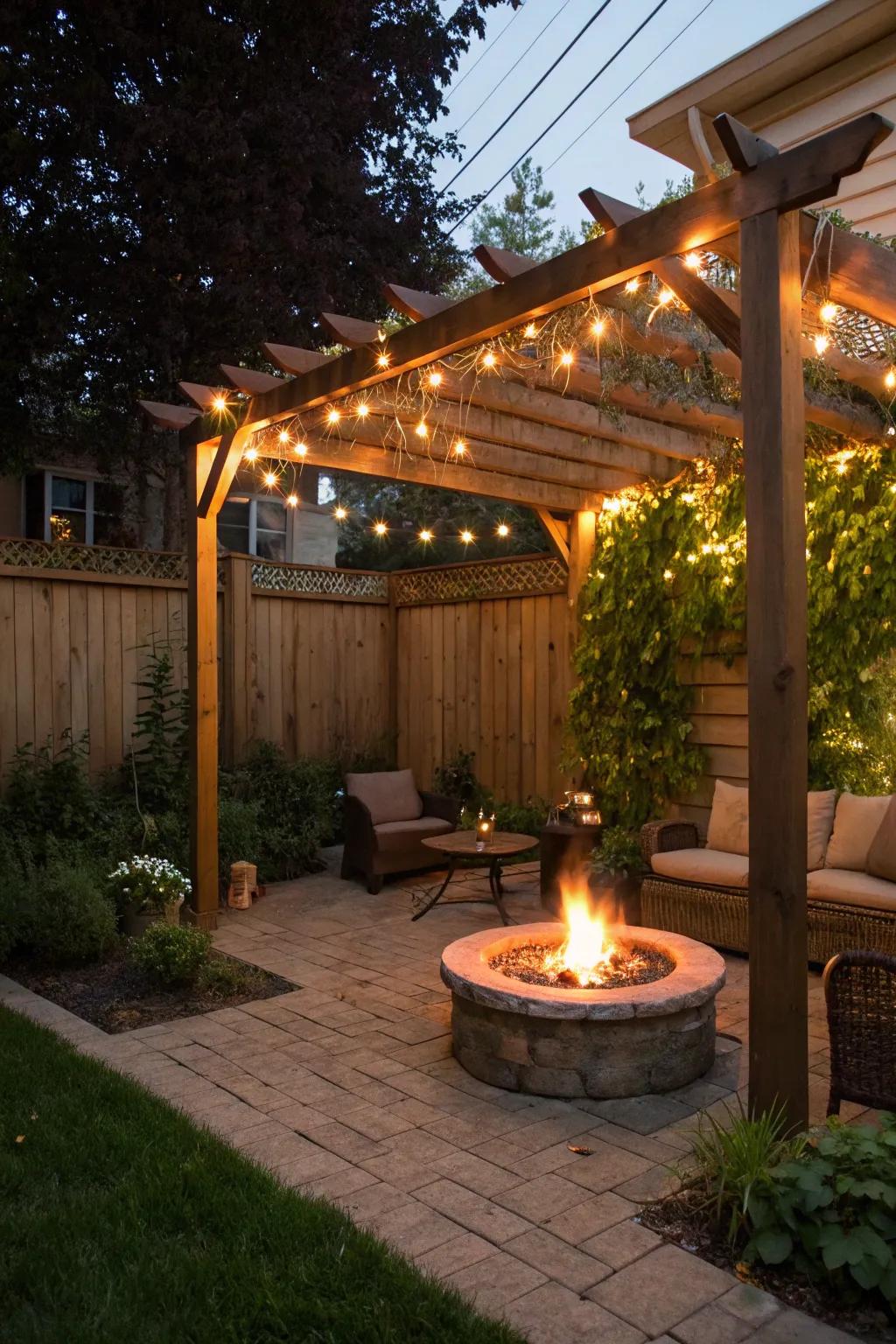 Pergolas create a charming, multi-layered patio design.