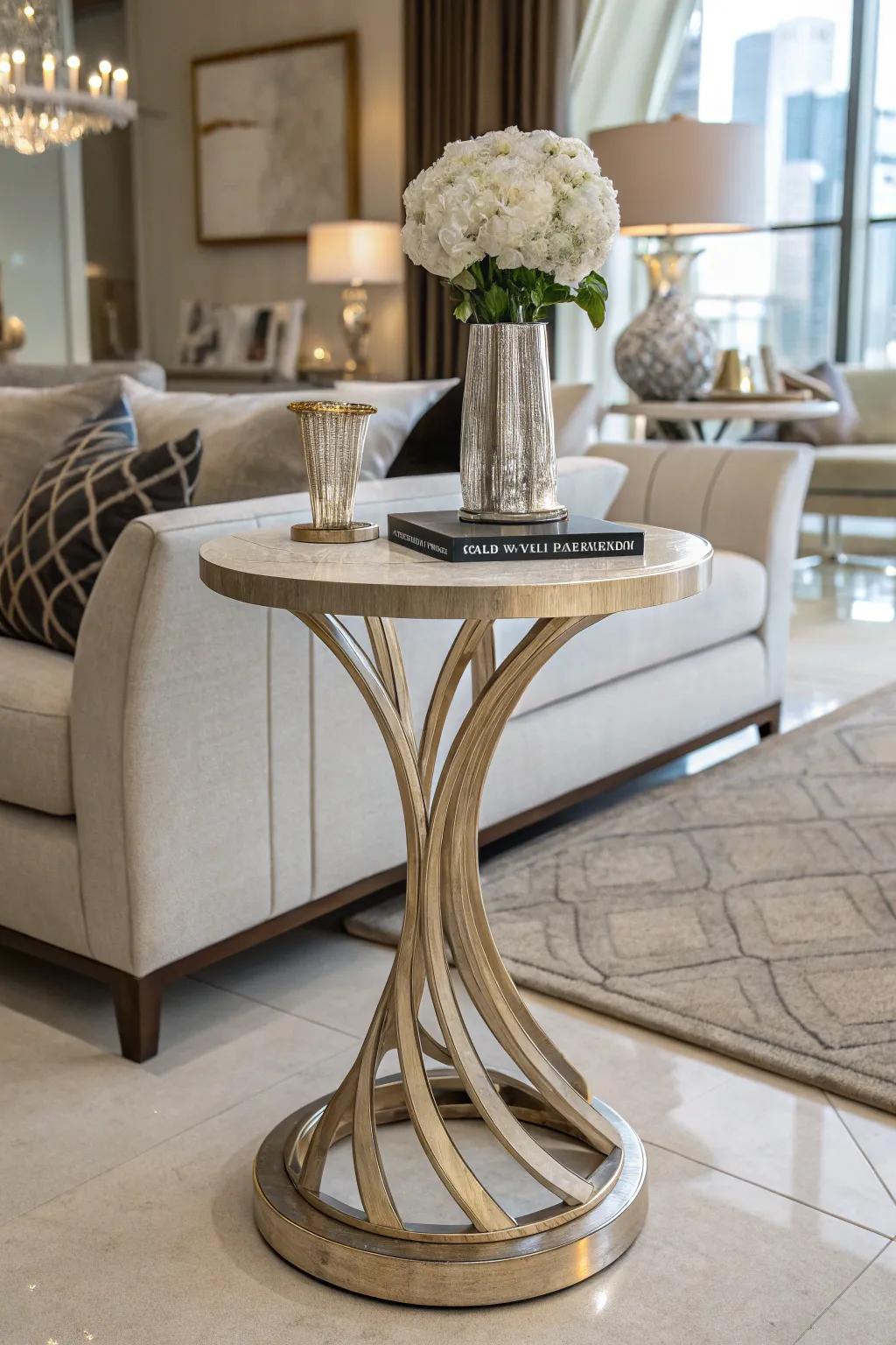 Sculpted tables blend functionality with artistry.
