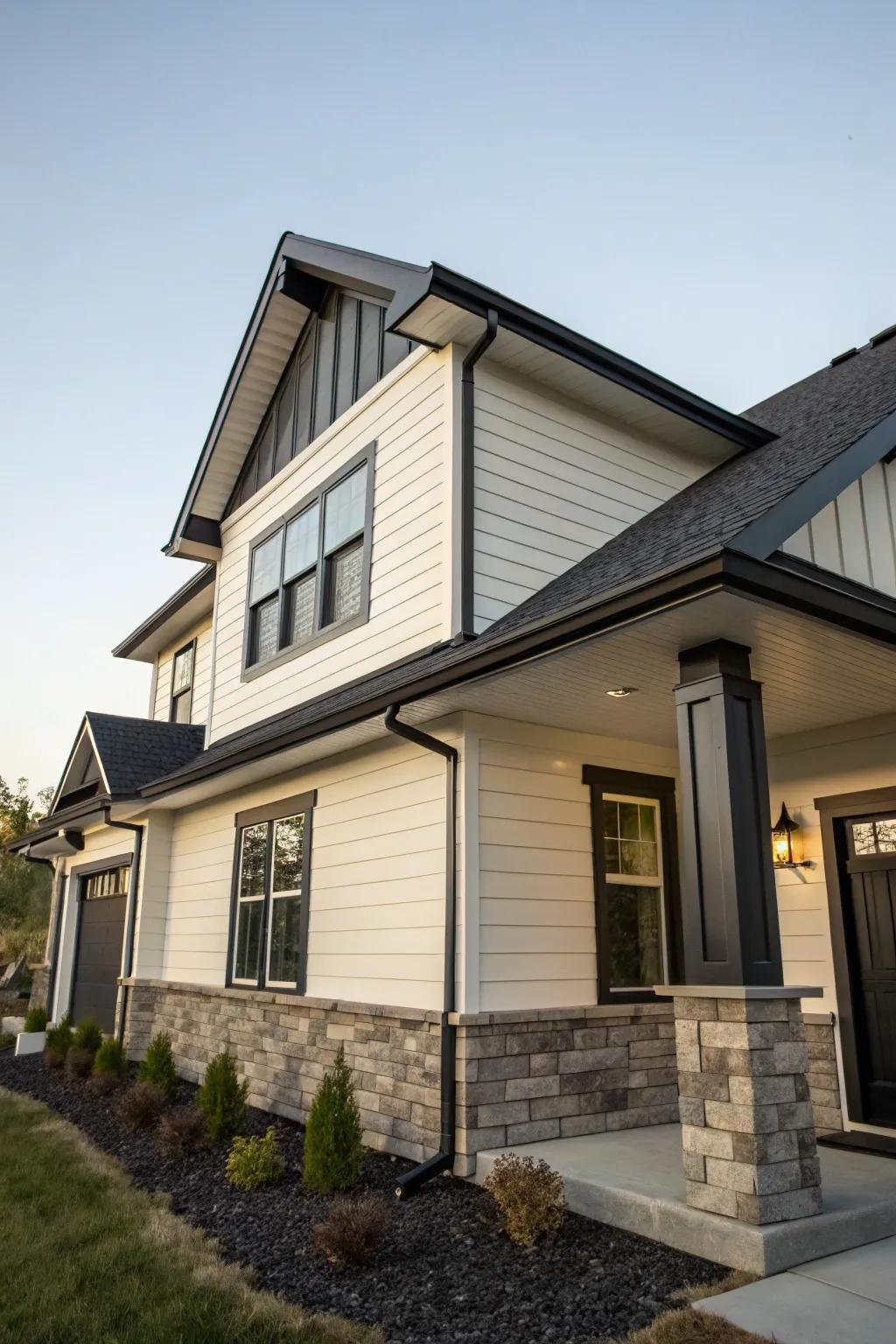 Slate and ivory create a sophisticated, elegant exterior.