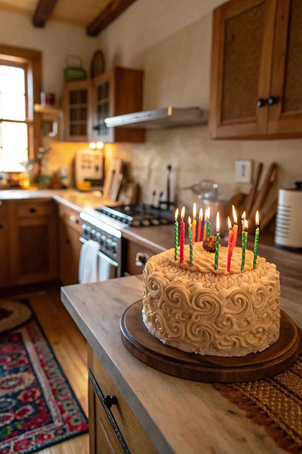 A textured cake turning simplicity into art.