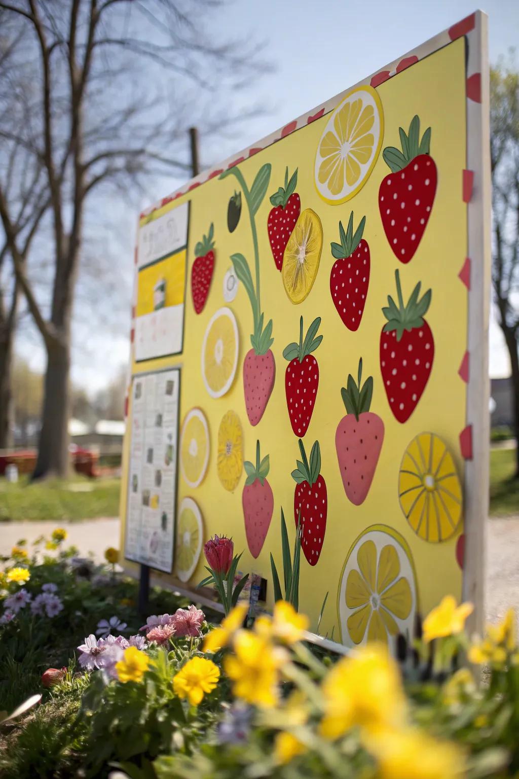Fruits including a fresh and colorful touch to the spring bulletin board.