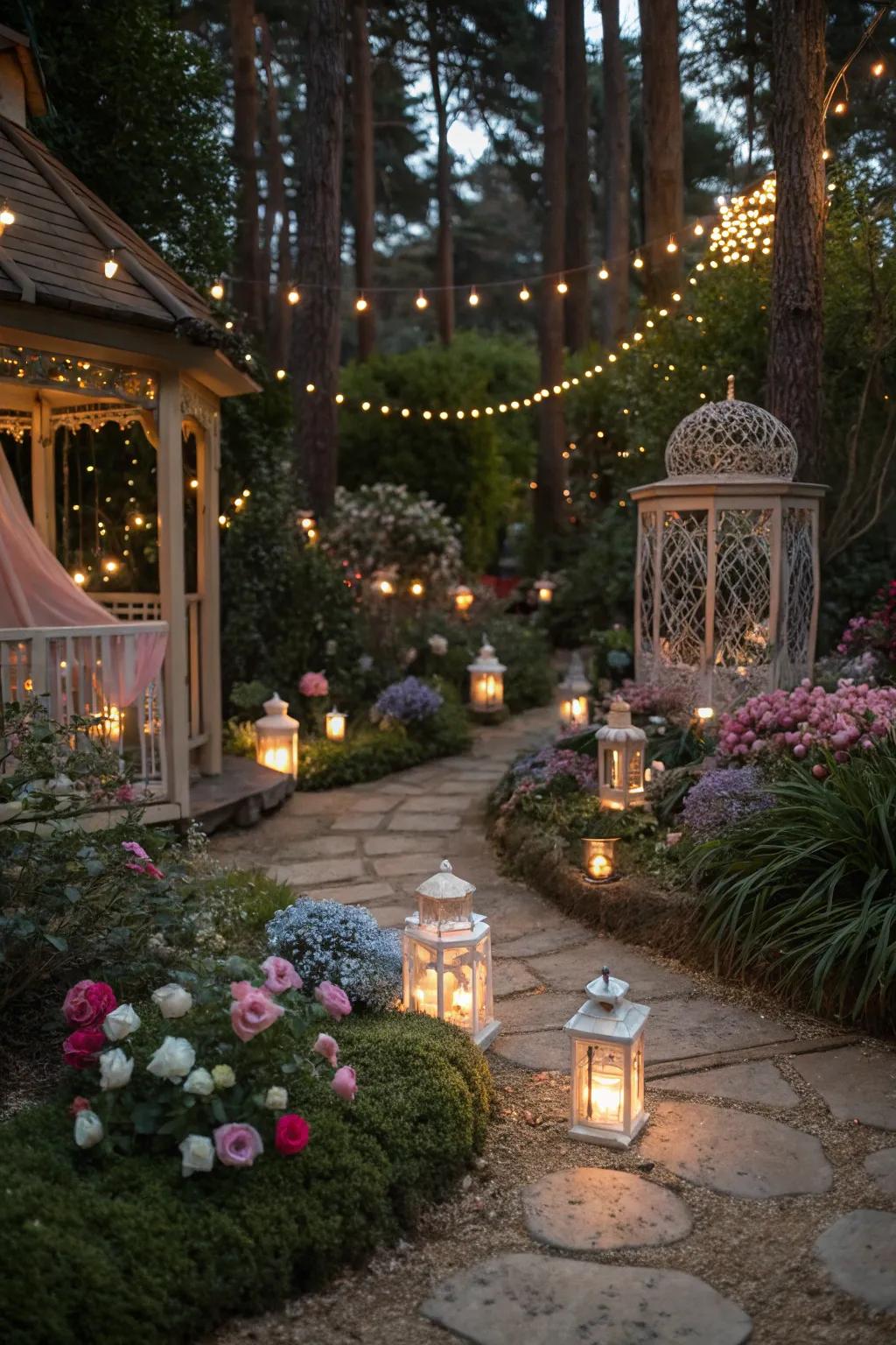 Step into a whimsical realm using a fairytale garden celebration.